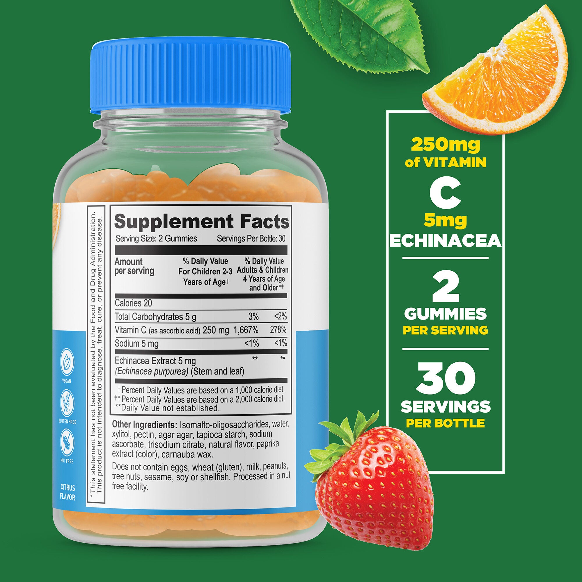 Kids Sugar Free Vitamin C 250mg - 60 Gummies (30 Servings)