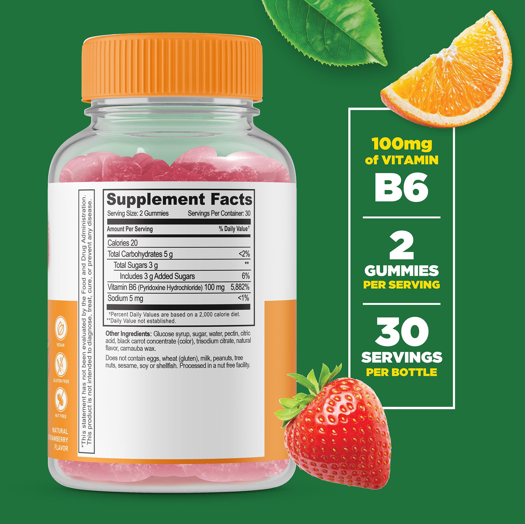 Vitamin B6 Gummies - Strawberry - 60 Gummies (30 Servings)  | GNC