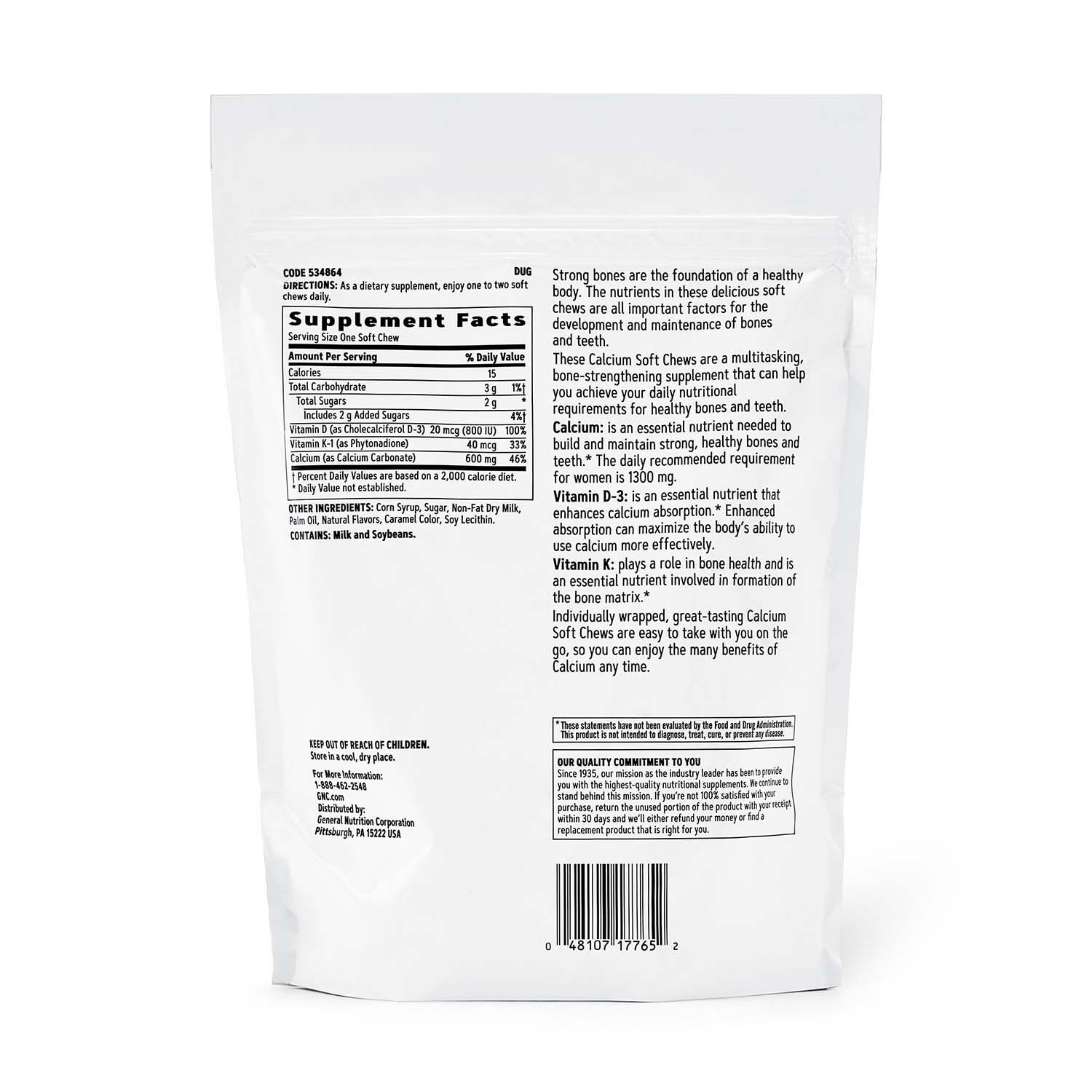 Calcium - Caramel - 60 Soft Chews (60 Servings)  | GNC