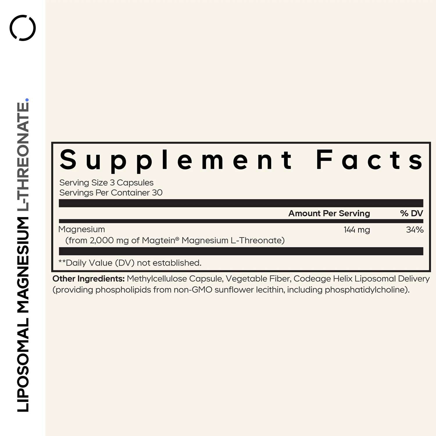 Liposomal Magnesium L-Threonate - 90 Capsules (30 Servings)