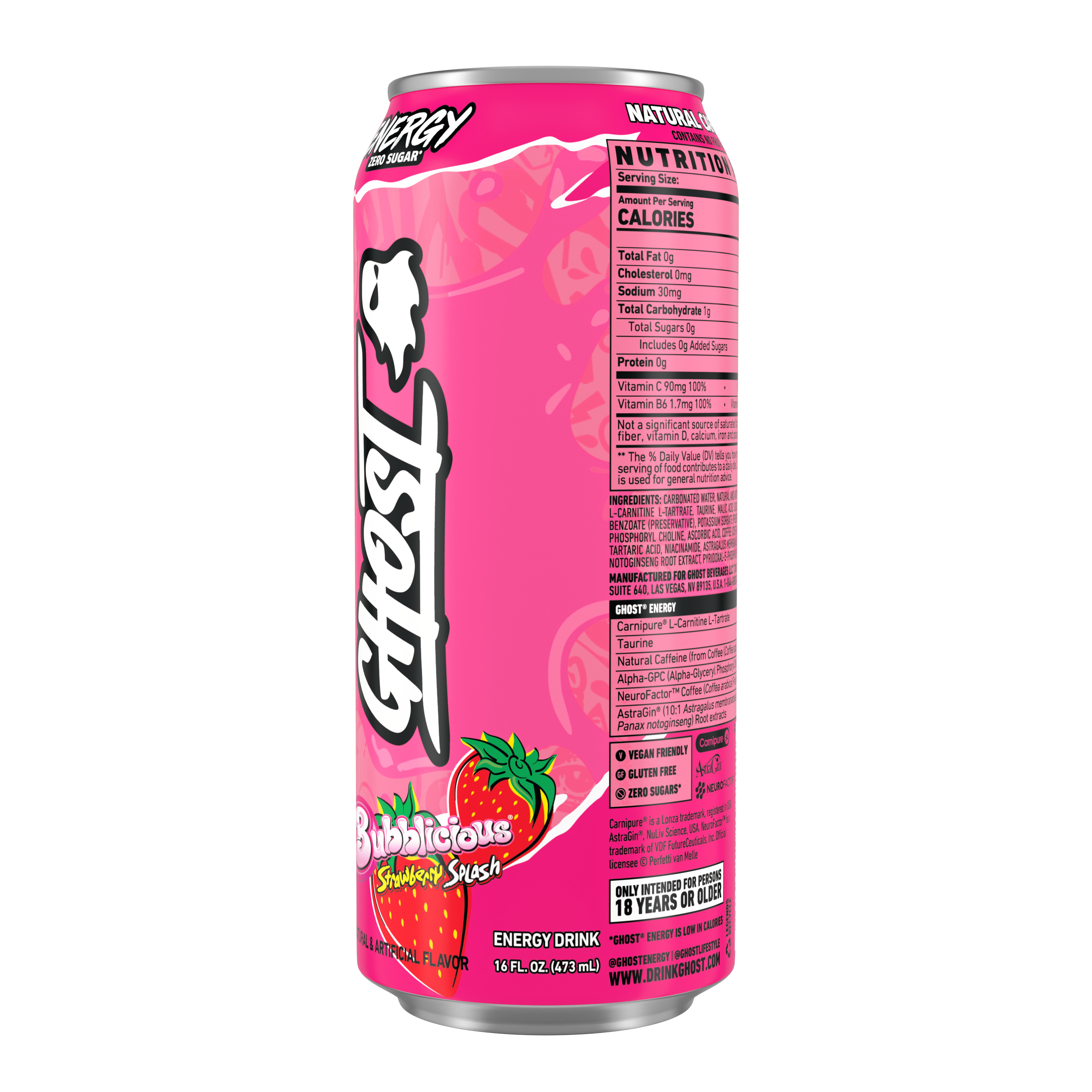 Energy Drink - Bubblicious&reg; Strawberry Splash - 16 fl oz (12 Cans) Bubblicious&reg; Strawberry Splash | GNC