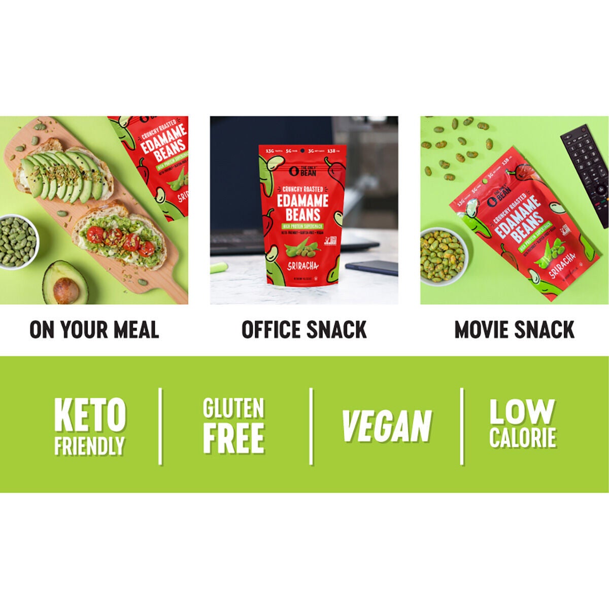 Crunchy Roasted Edamame Beans - Sriracha (3 Bags)  | GNC