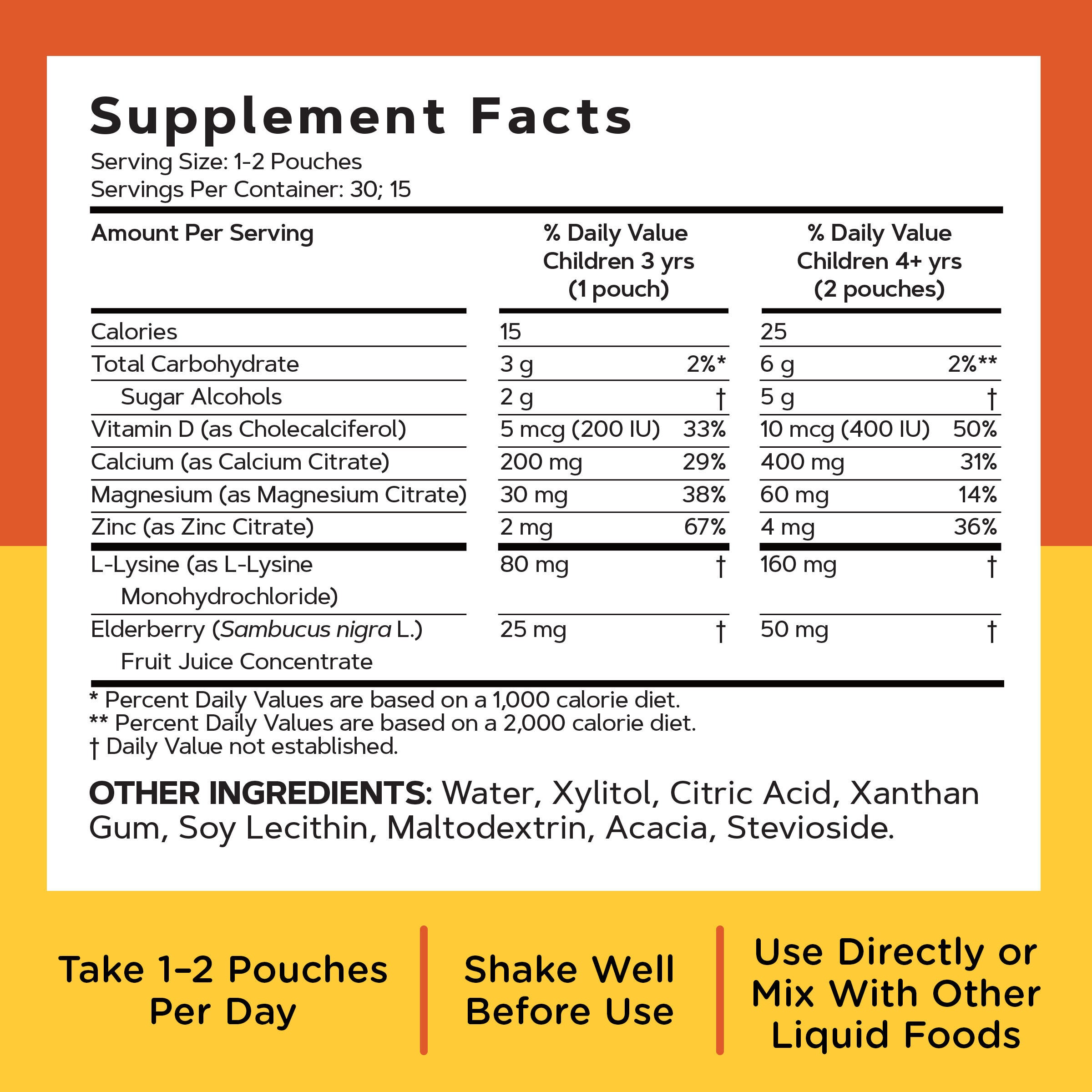 TikTok Kids Premium Liquid Calcium+ - Elderberry - 15mL (30 Pouches)  | GNC