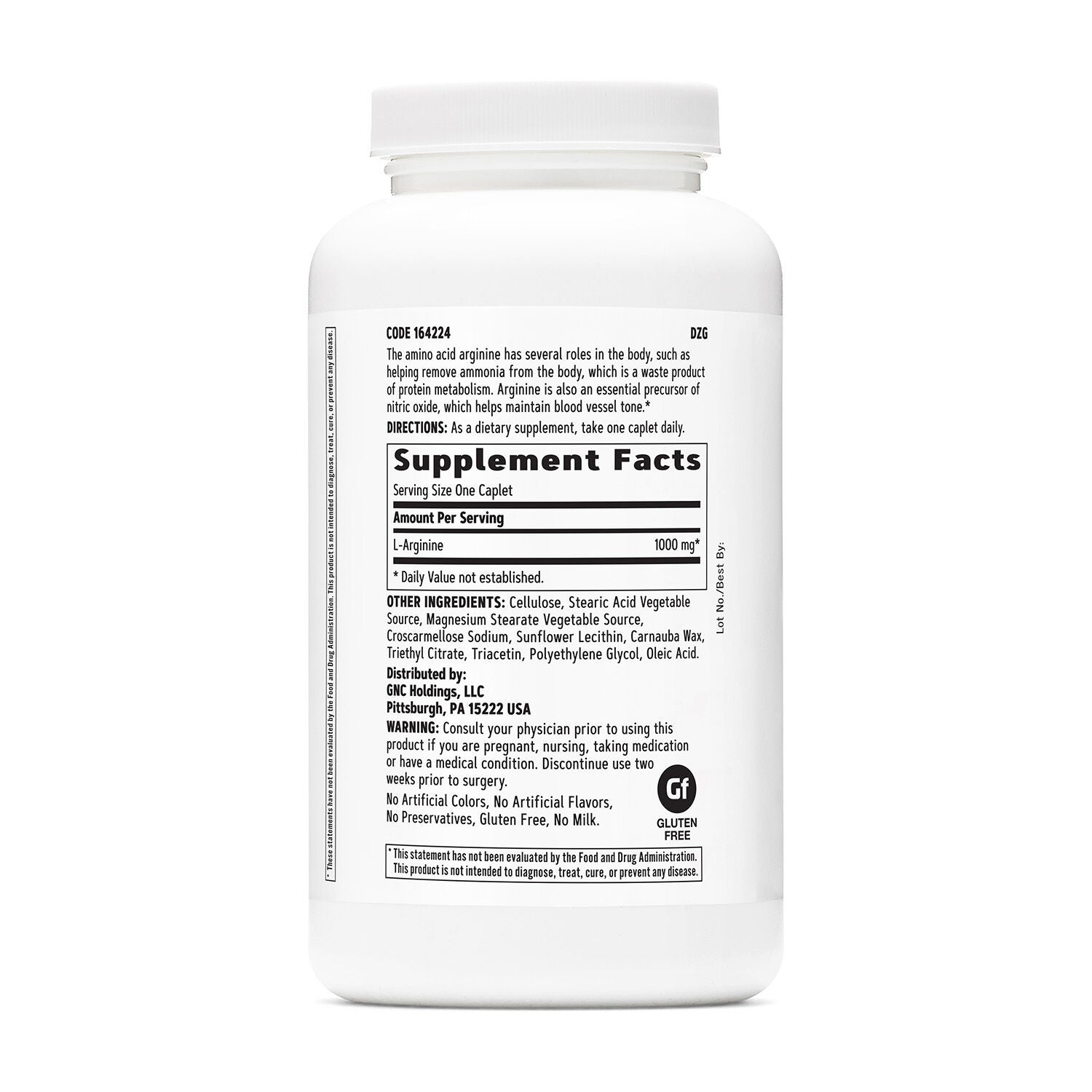 L-Arginine 1000mg - 180 Caplets (180 Servings)