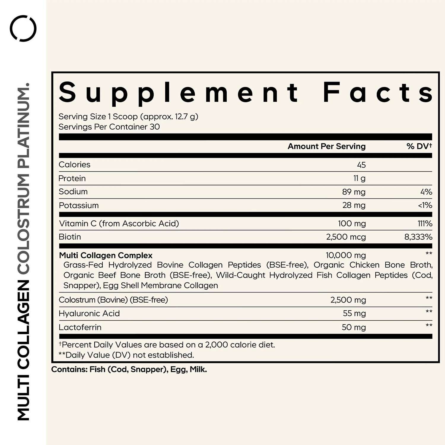 Multi Collagen Colostrum Powder - Unflavored - 12.4 oz. (30 Servings)
