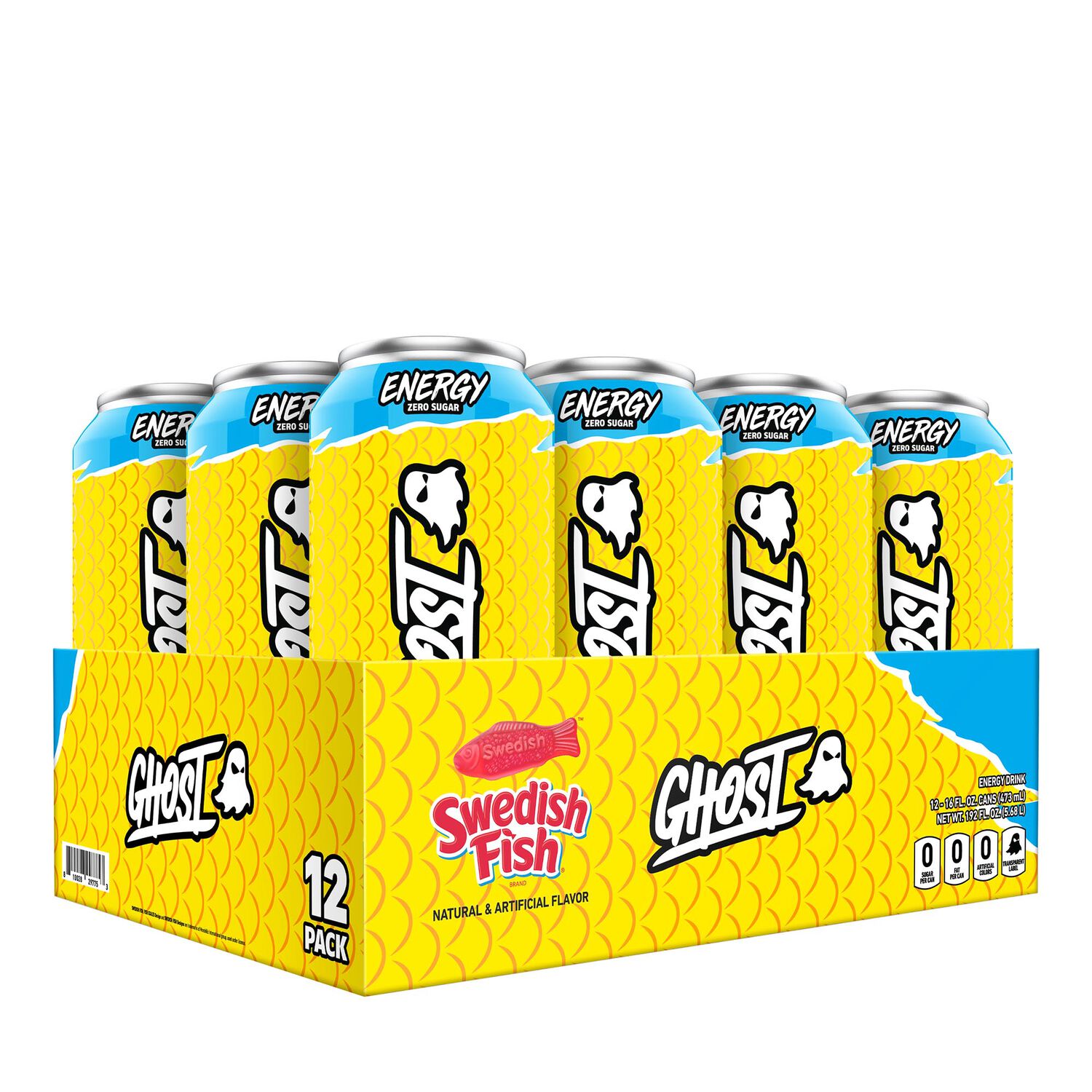 Ghost Energy Drink 12 (16fl oz) Cans / Swedish Fish