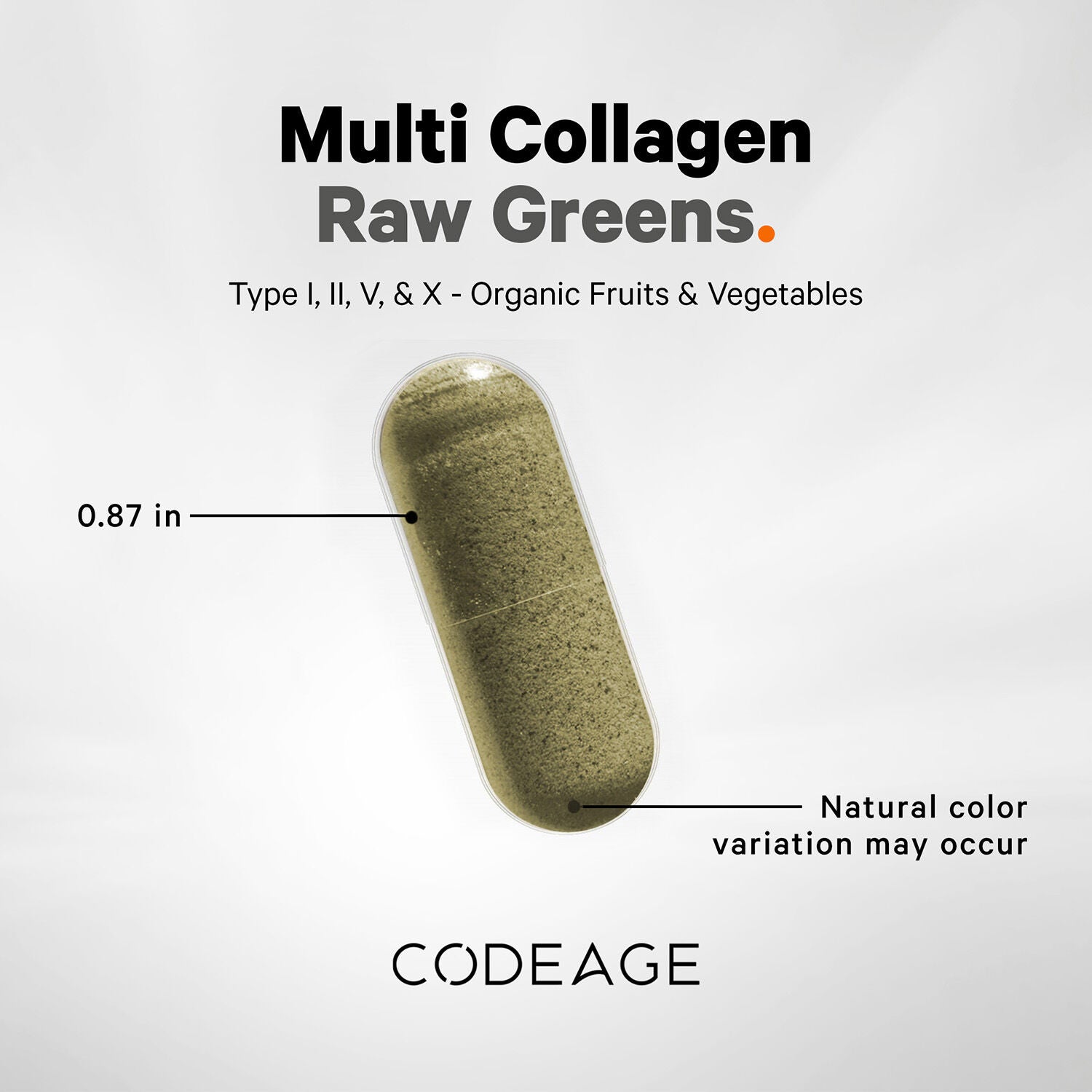 Hydrolyzed Multi Collagen Peptides Raw Greens with 21 Fruits &amp; Veggies - 180 Capsules (30 Servings)  | GNC