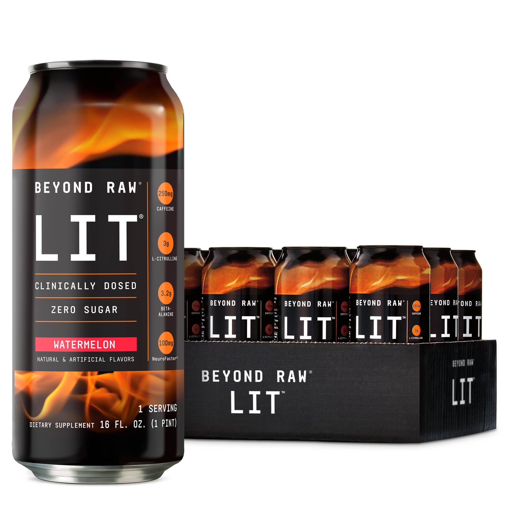 LIT&trade; On-The-Go Pre-Workout - Watermelon - 16oz. (12 Cans) Watermelon | GNC