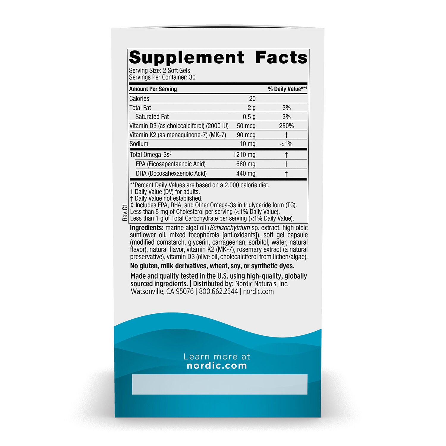 Omega Plant Based D3+K2 (30 Servings)  | GNC