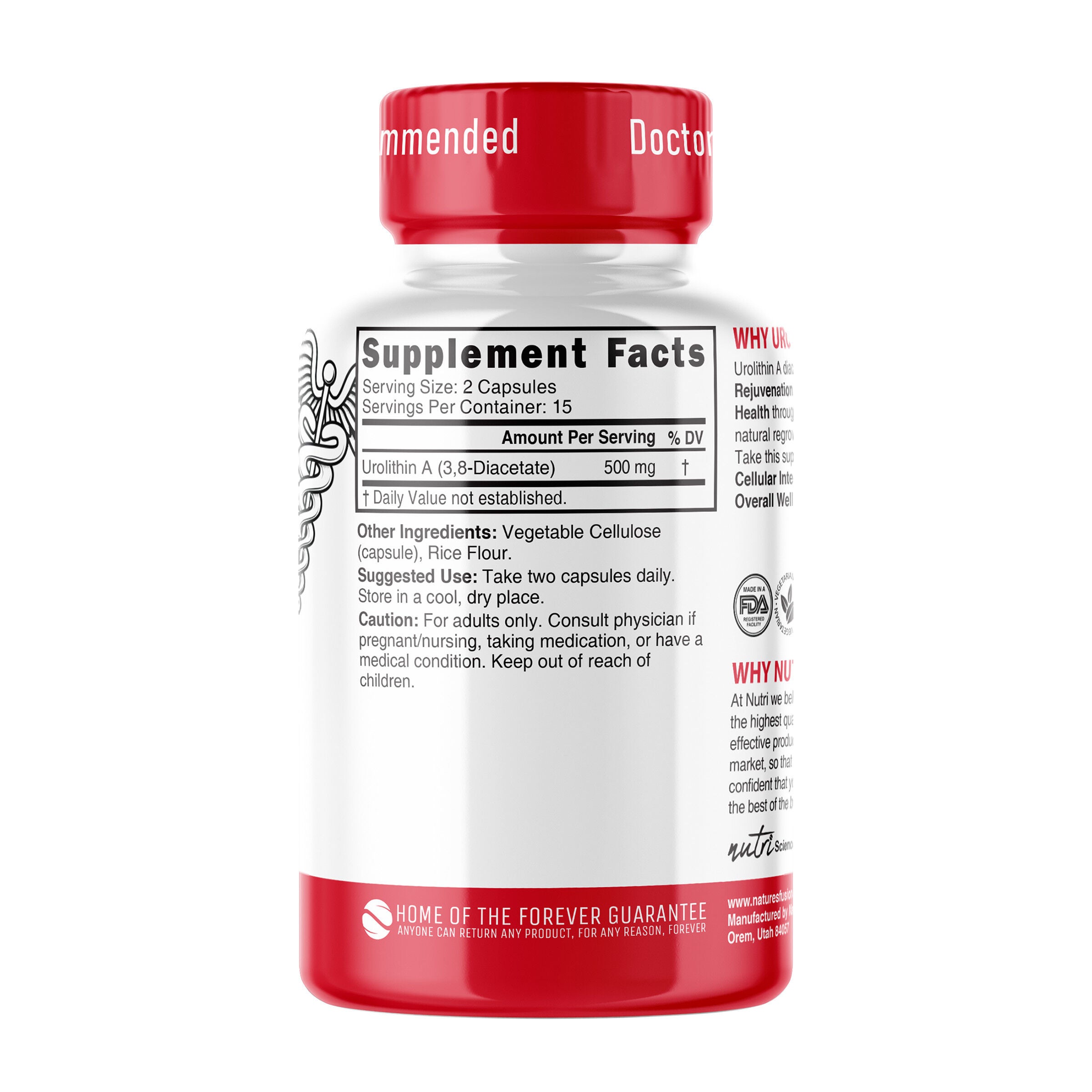 Urolithin A (Diacetate) 500mg - 30 Capsules (15 Servings)  | GNC