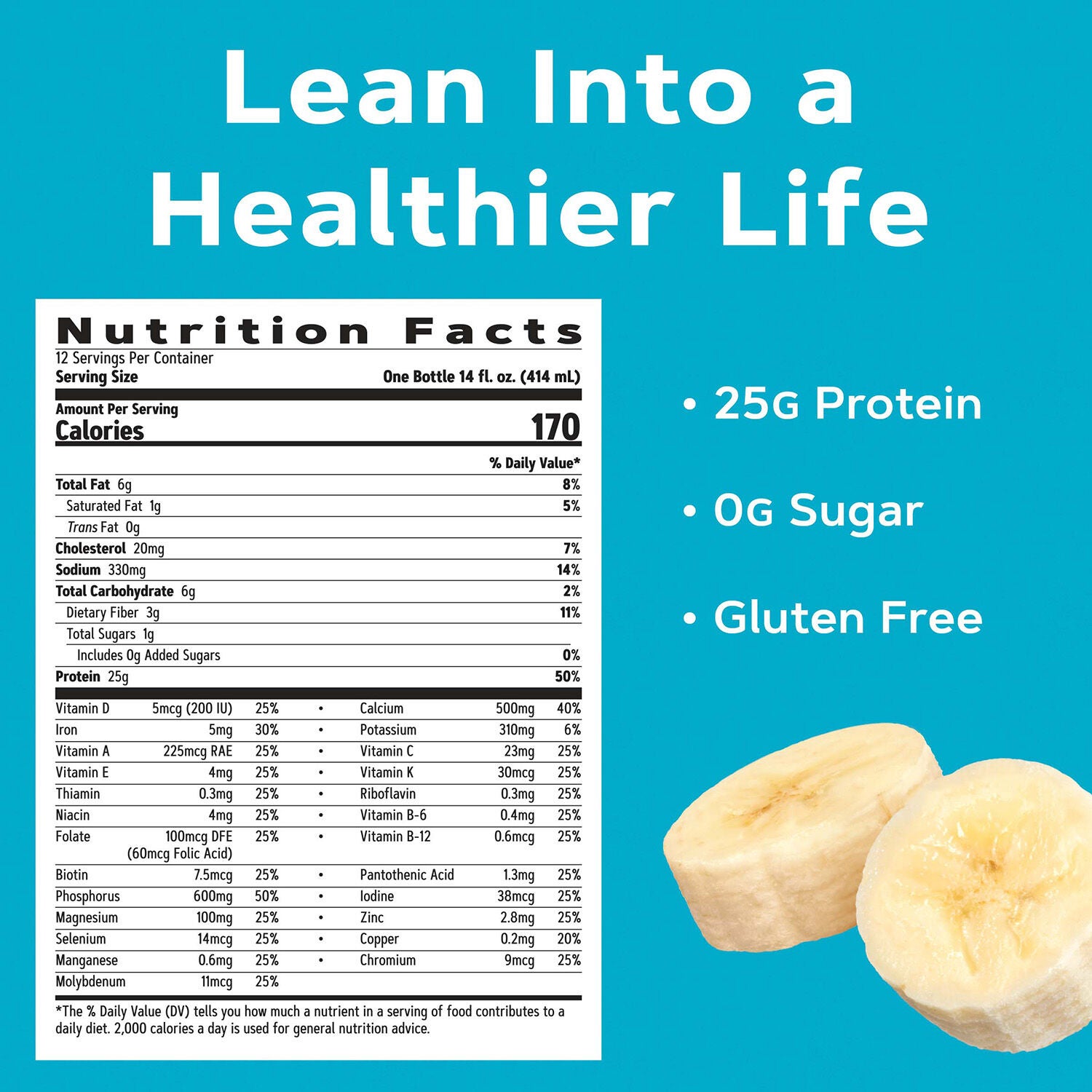 Lean Shake&trade; 25 - Banana Cream - 14oz. (12 Bottles) Banana Cream | GNC