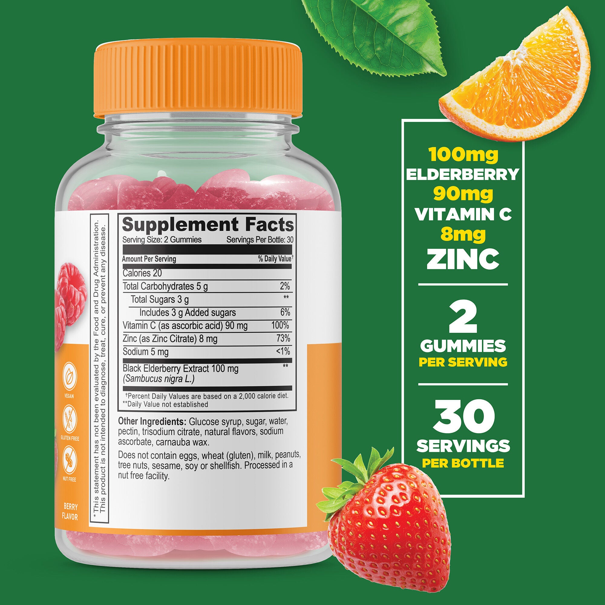 Immune Support with Elderberry - 60 Gummies (30 Servings)
