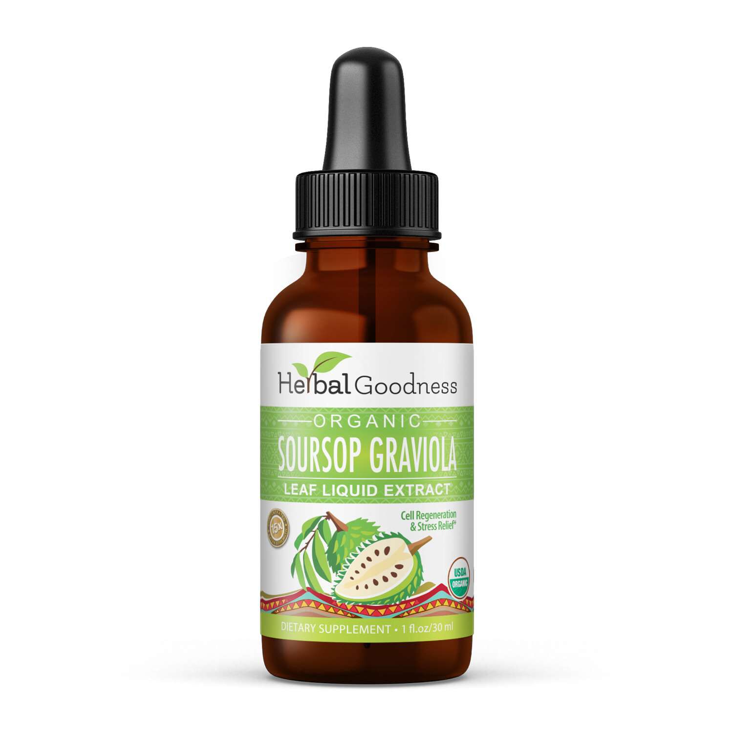 Organic Soursop Graviola Leaf Liquid Extract - 1 fl. oz (24 Servings)  | GNC