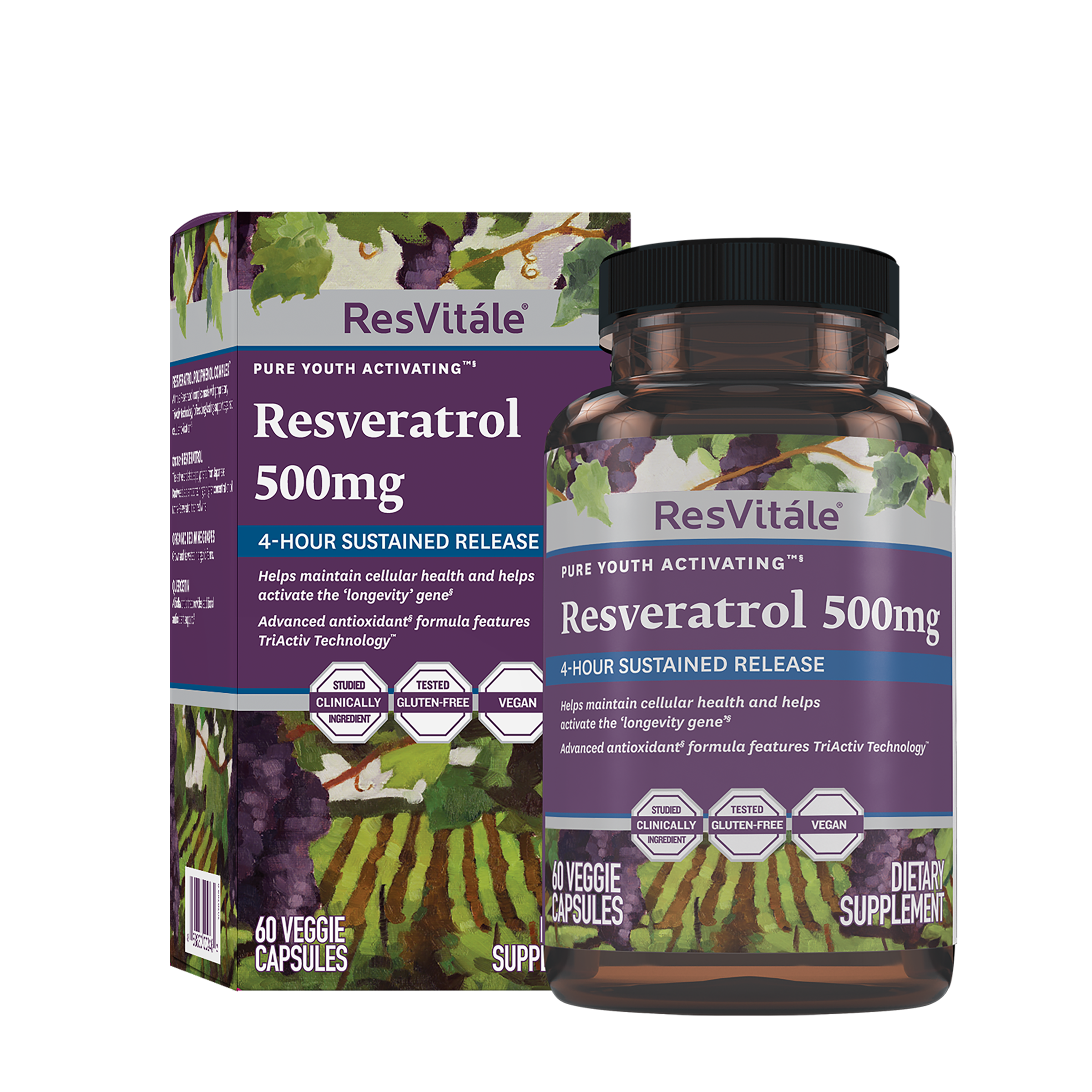 Resveratrol 500mg - 60 Vegetarian Capsules (60 Servings)  | GNC