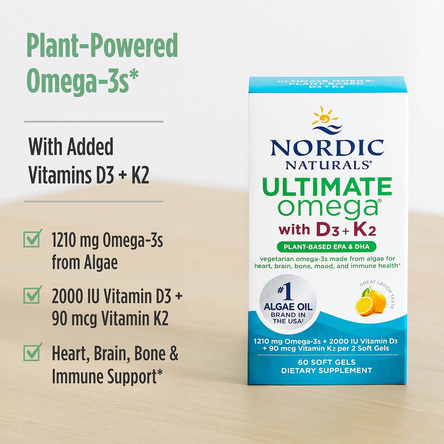 Omega Plant Based D3+K2 (30 Servings)  | GNC