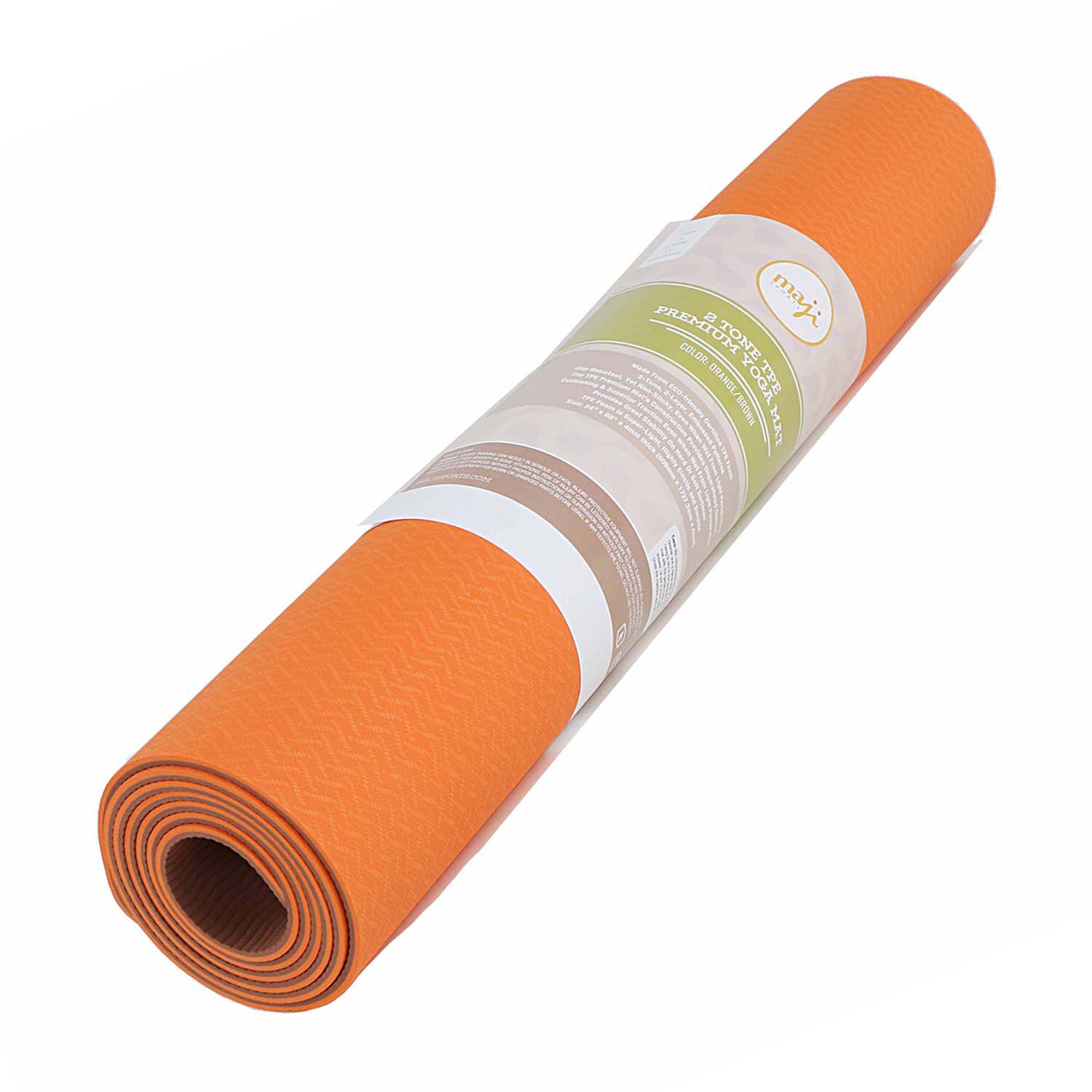 2 Tone TPE Yoga Mat - Orange/Brown  | GNC