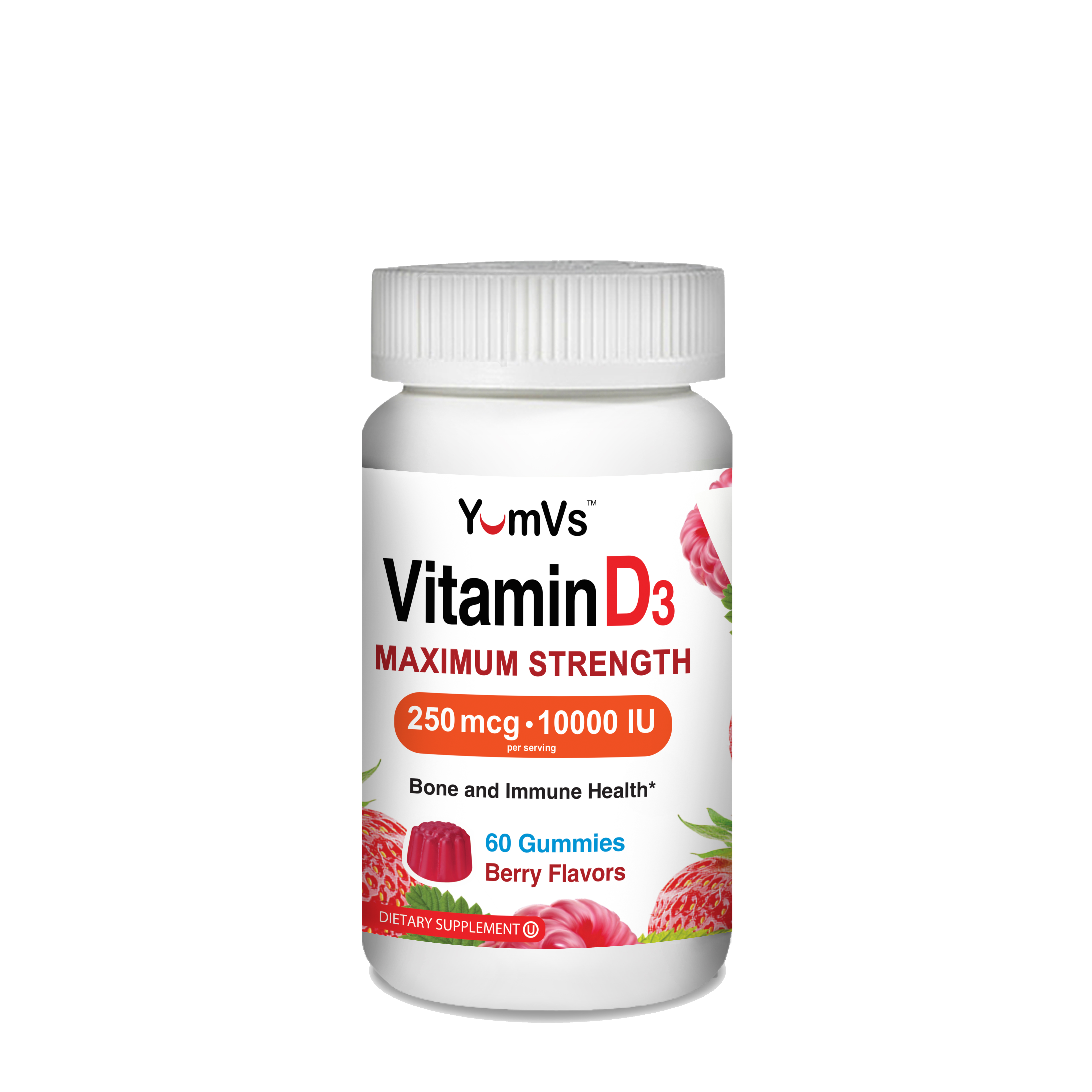 YumVs™ Maximum Strength Vitamin D3 Gummies - Berry - 60 Gummies (30 Servings)