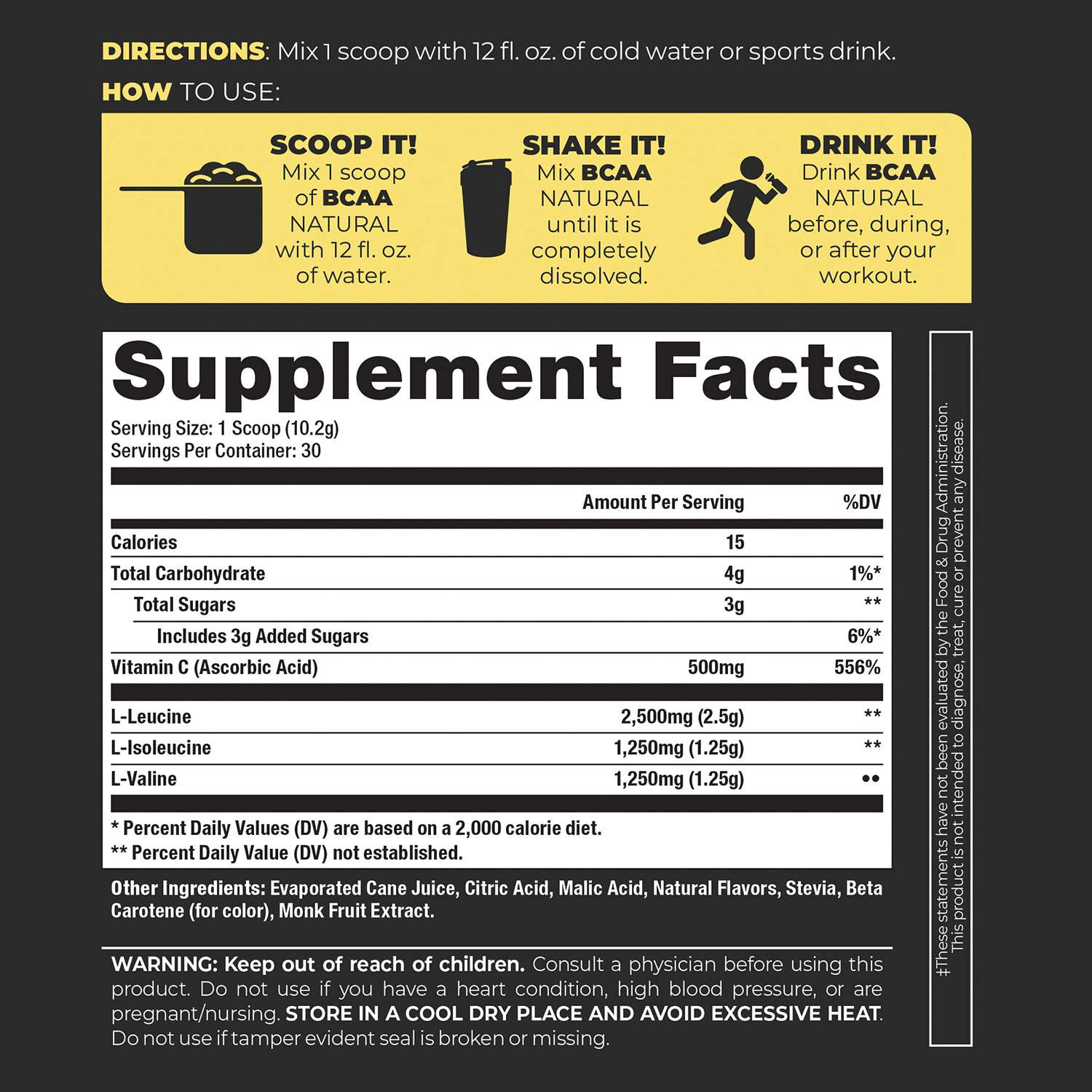 BCAA Plant-Based All Natural Amino Drink - Lemonade (30 Servings)  | GNC