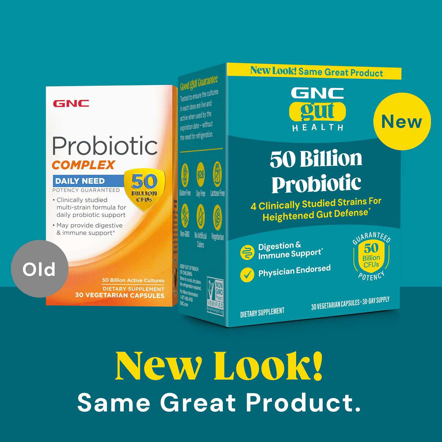 Gut Health 50 Billion Probiotic - 30 Vegetarian Capsules (30 Servings)