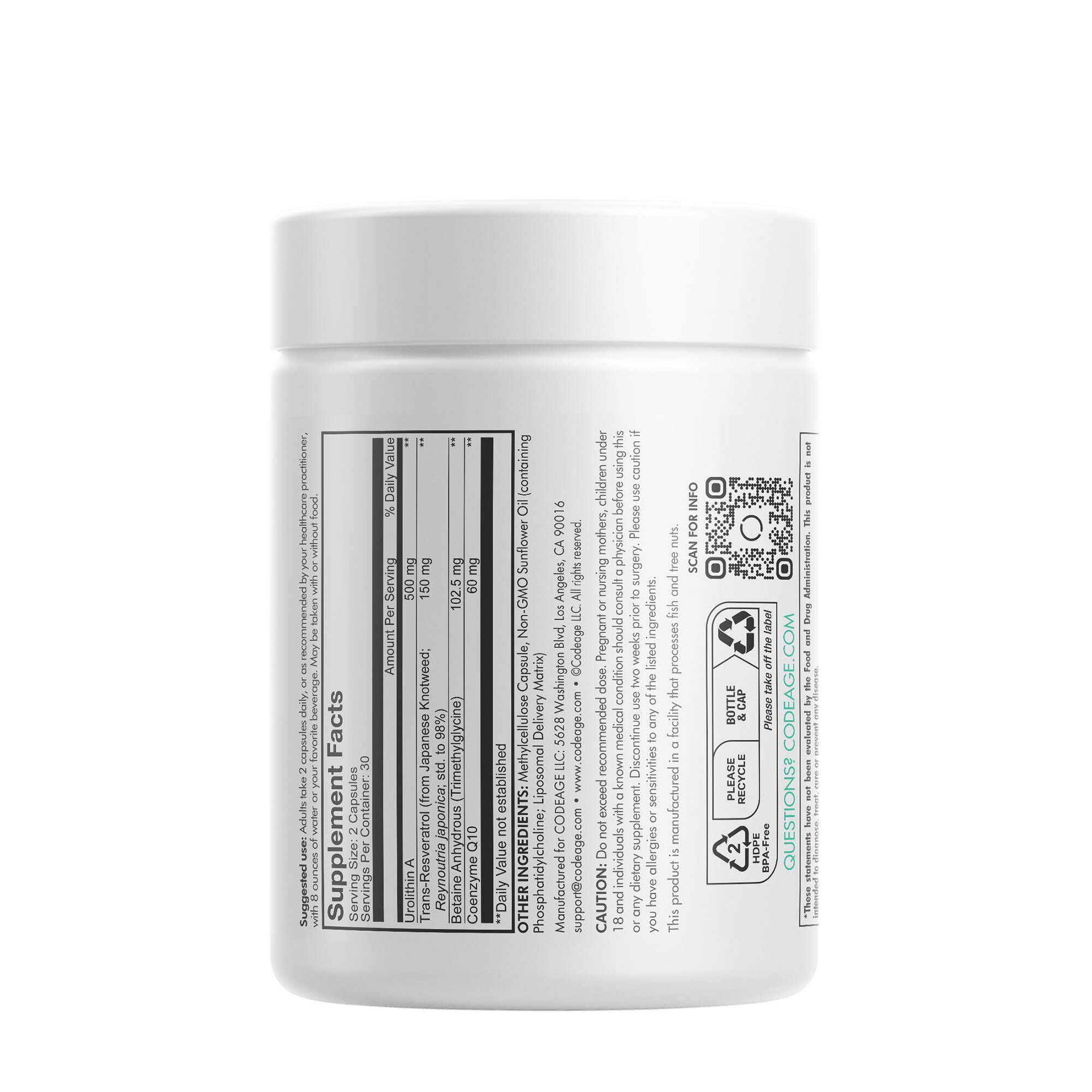 Liposomal Urolithin A - 60 Capsules &#40;30 Servings&#41;  | GNC