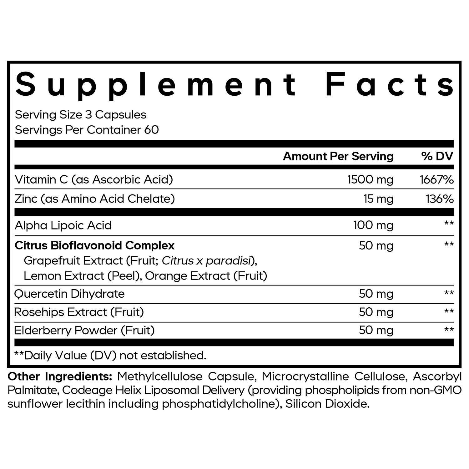 Liposomal Vitamin C + 1500mg - 180 Capsules (60 Servings)  | GNC