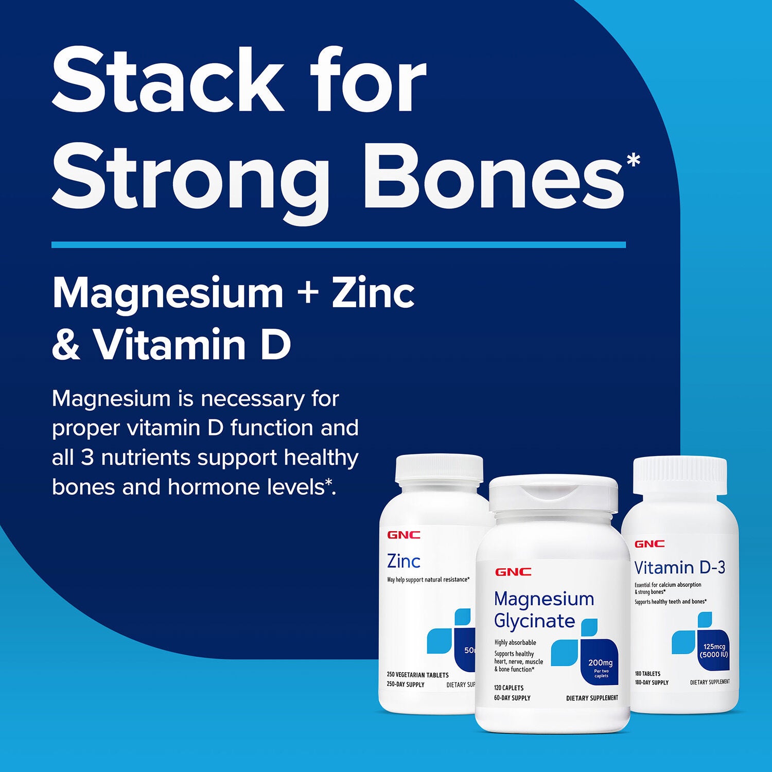 Magnesium Glycinate 200mg - 120 Caplets (60 Servings)  | GNC