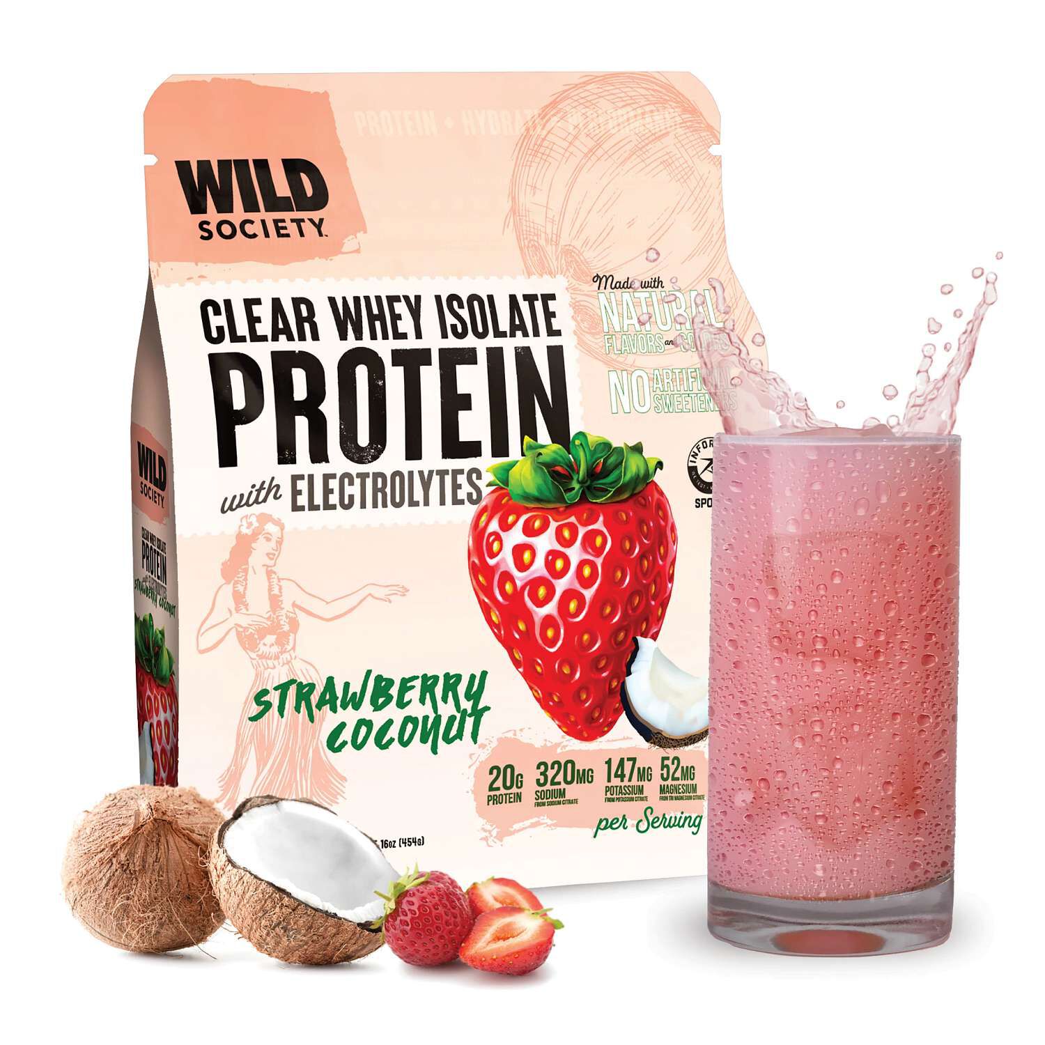 Clear Whey Isolate Protein with Electrolytes - Strawberry Coconut (16 Servings)  | GNC