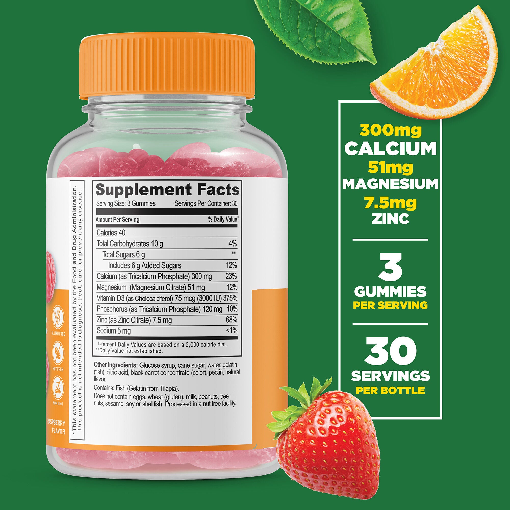 Calcium Magnesium and Zinc - 90 Gummies (30 Servings)