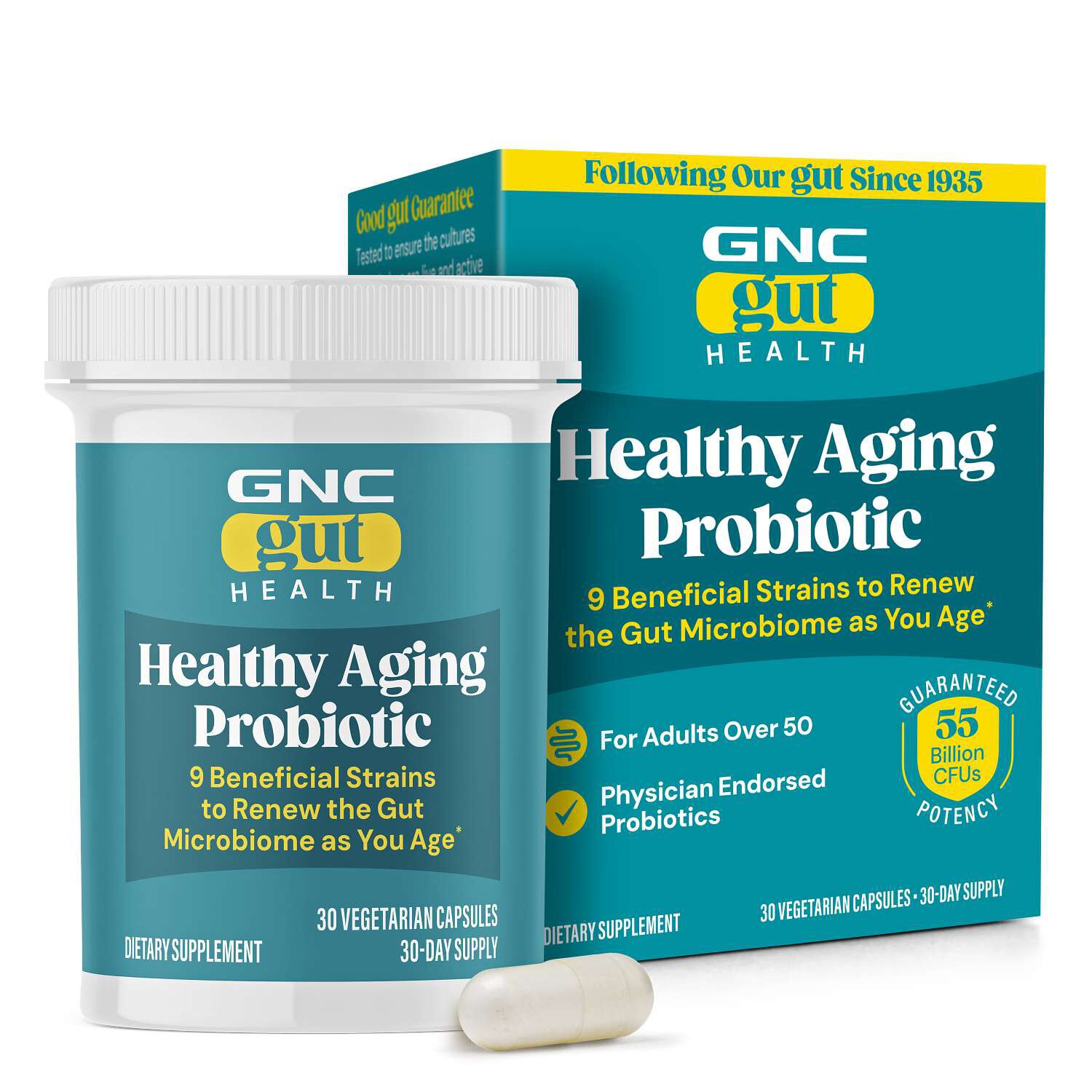 Gut Health Healthy Aging Probiotic - 55 Billion CFUs - 30 Capsules (30 Servings)