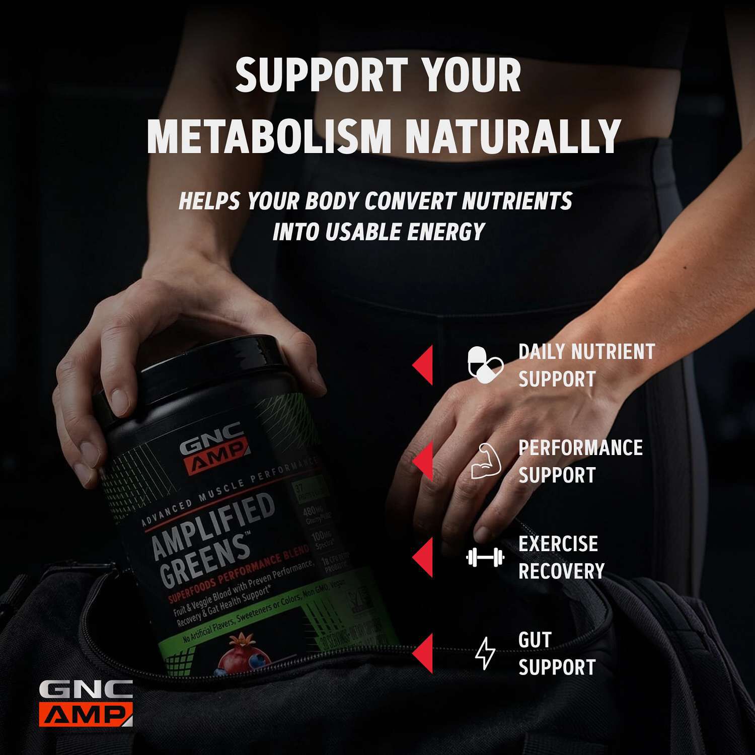 Amplified Greens Superfoods Performance Blend - Blueberry Pomegranate - 9.9 oz. (30 Servings)  | GNC
