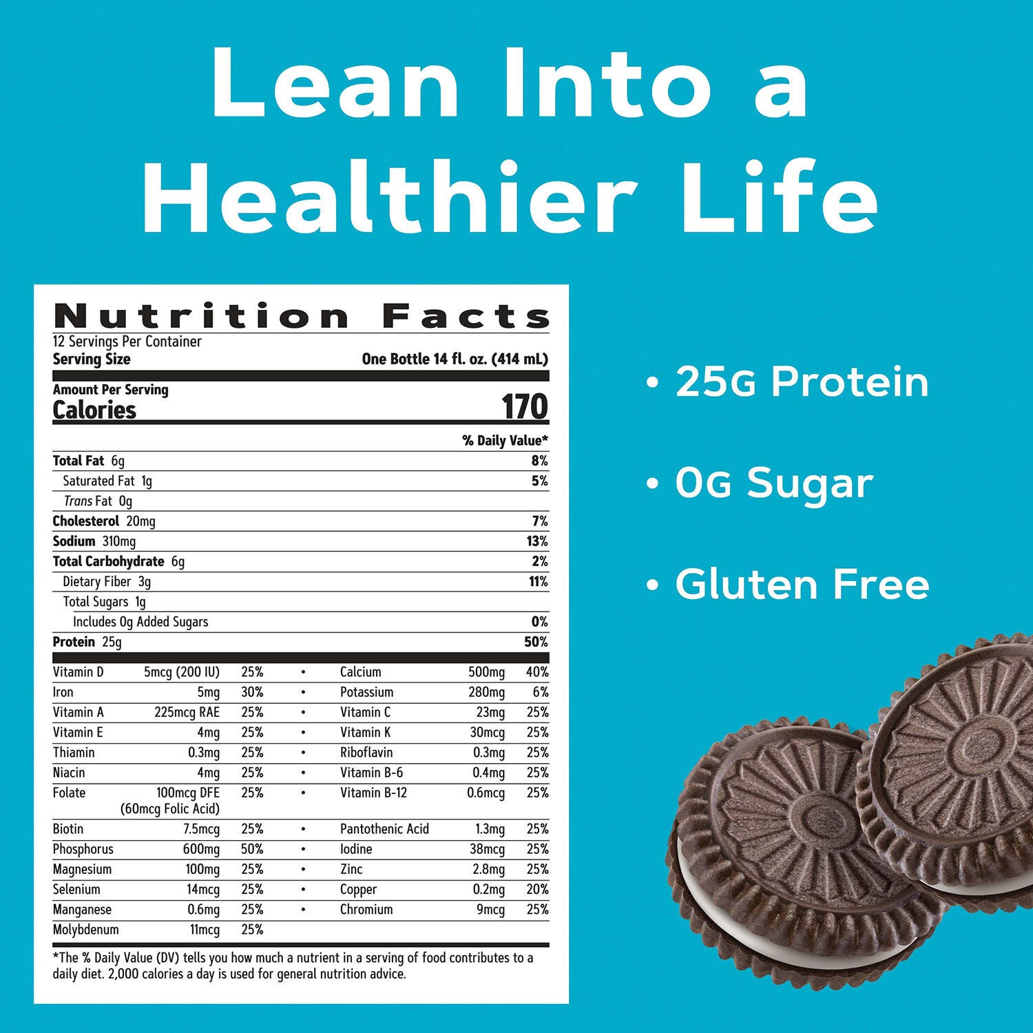 Lean Shake - Cookies &amp; Cream - 14oz. (12 Bottles) Cookies &amp; Cream | GNC