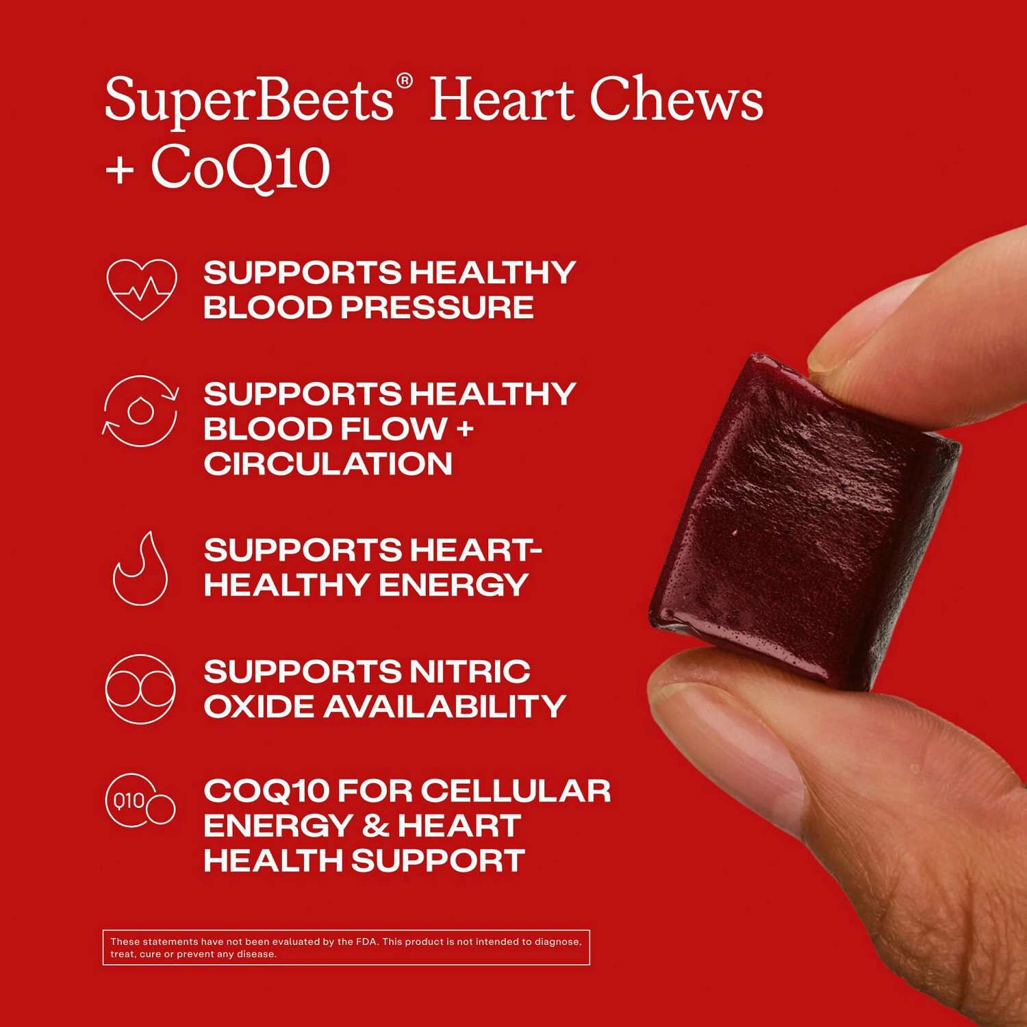 SuperBeets Advanced Heart Chews Blood Pressure Support - Acai Berry - 60 Chews (30 Servings)