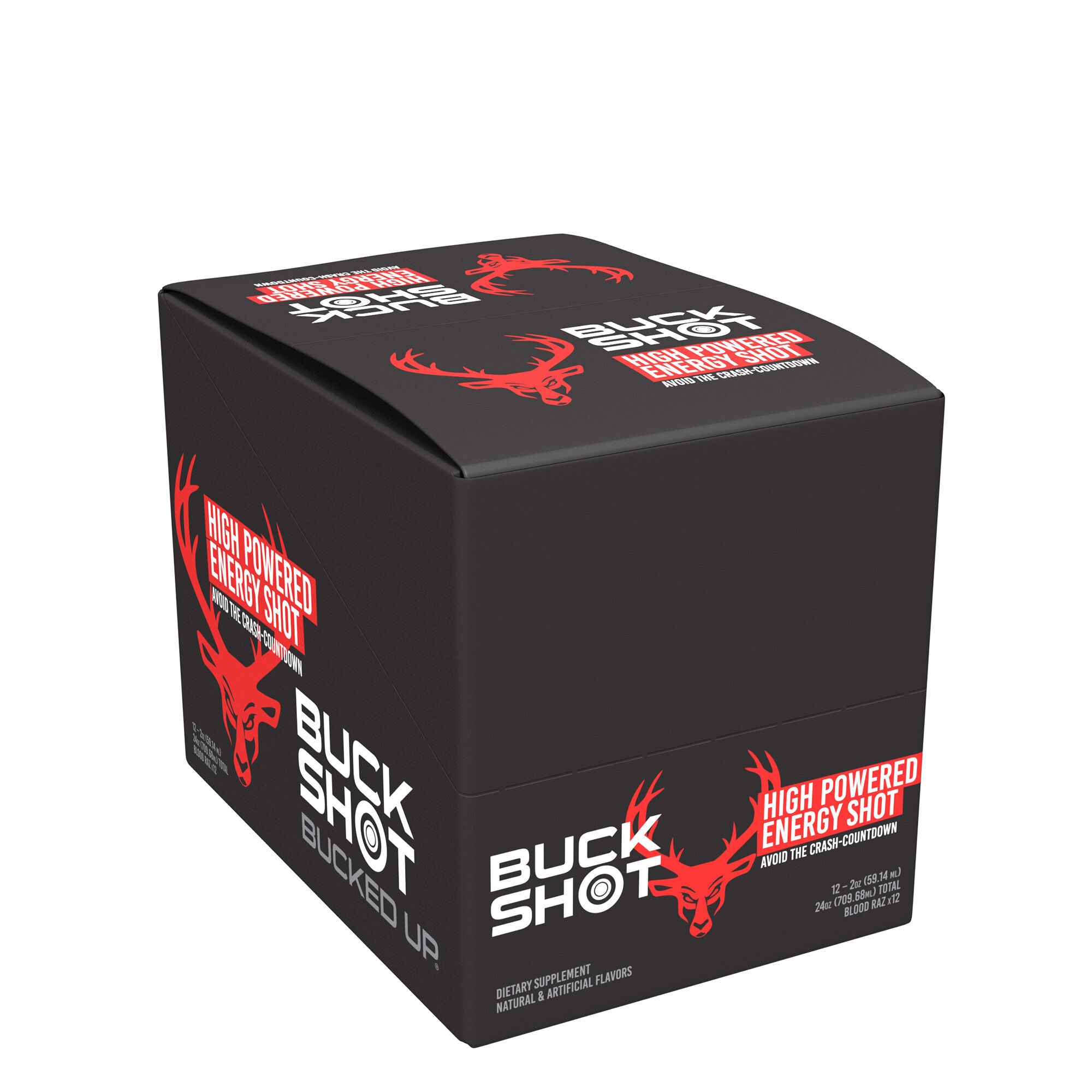 Buck Shot High Powered Energy Shot - Blood Raz - 2oz. (12 Pack)  | GNC