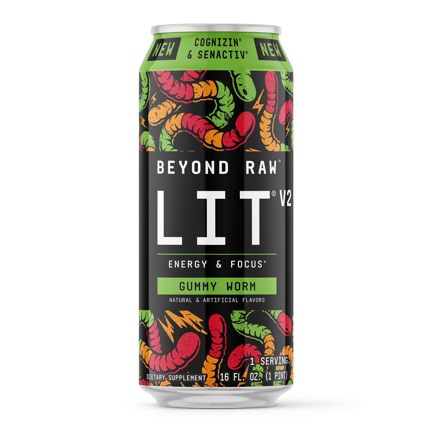 Beyond Raw® LIT® V2 On-The-Go Pre-Workout - Gummy Worm (12 Cans) | GNC