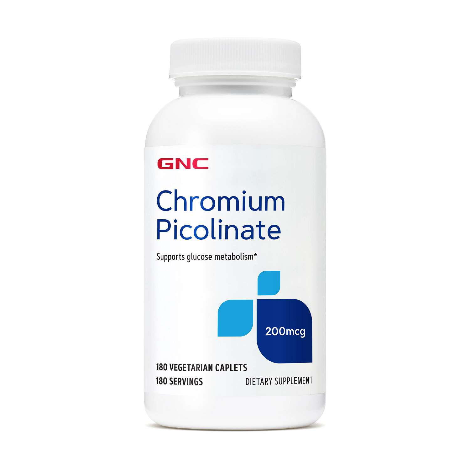 Chromium Picolinate 200mcg - 180 Vegetarian Caplets (180 Servings)  | GNC
