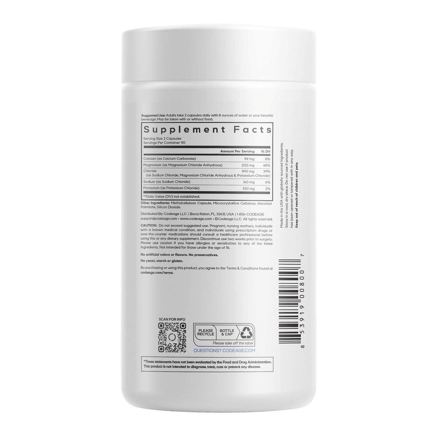 Keto Electrolytes Vegan Ketogenic Minerals Hydration Formula - 180 Capsules (90 Servings)  | GNC