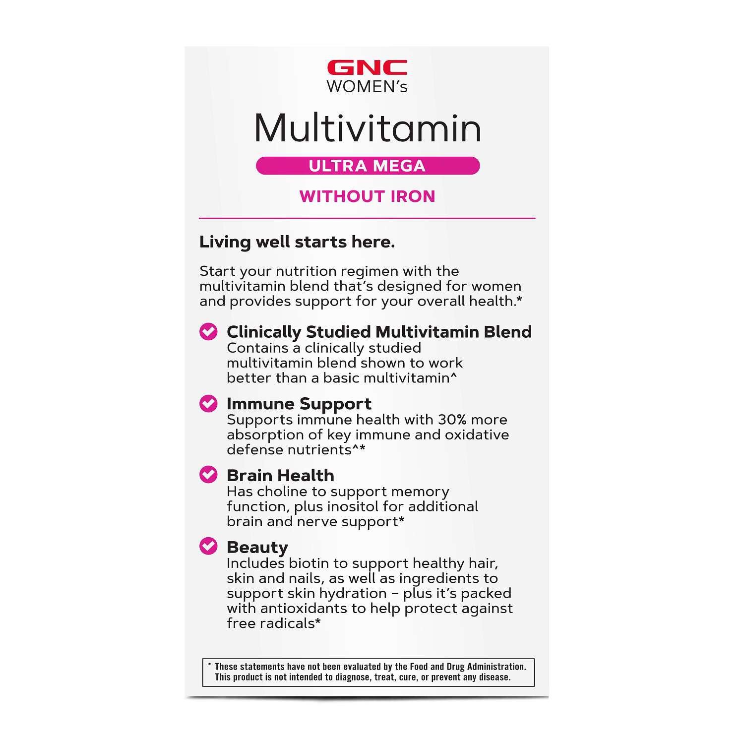 Multivitamin Ultra Mega Without Iron - 180 Caplets (90 Servings)  | GNC