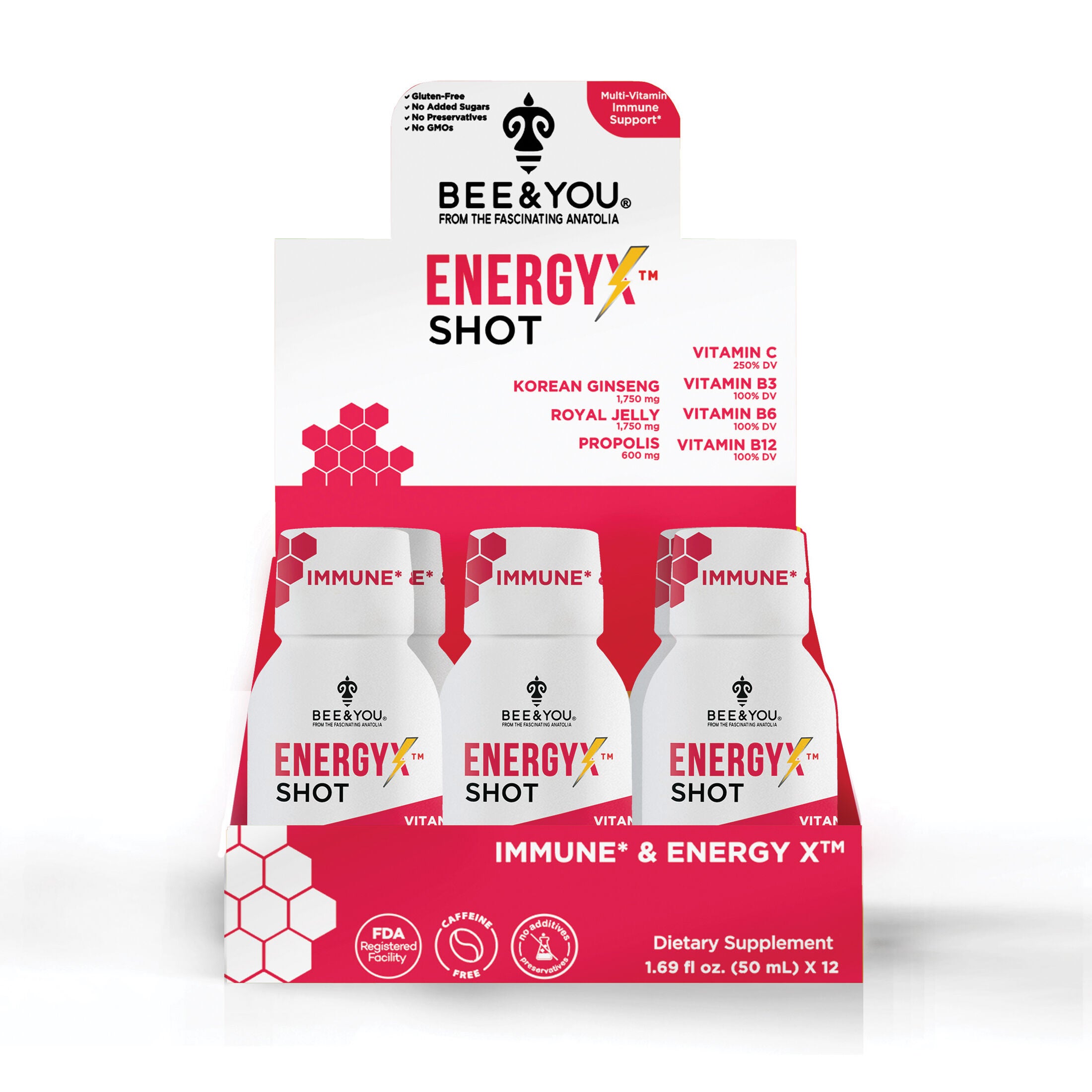 Natural Energy Shot with Ginseng (Caffeine Free) - 1.69 oz. (12 Bottles)  | GNC