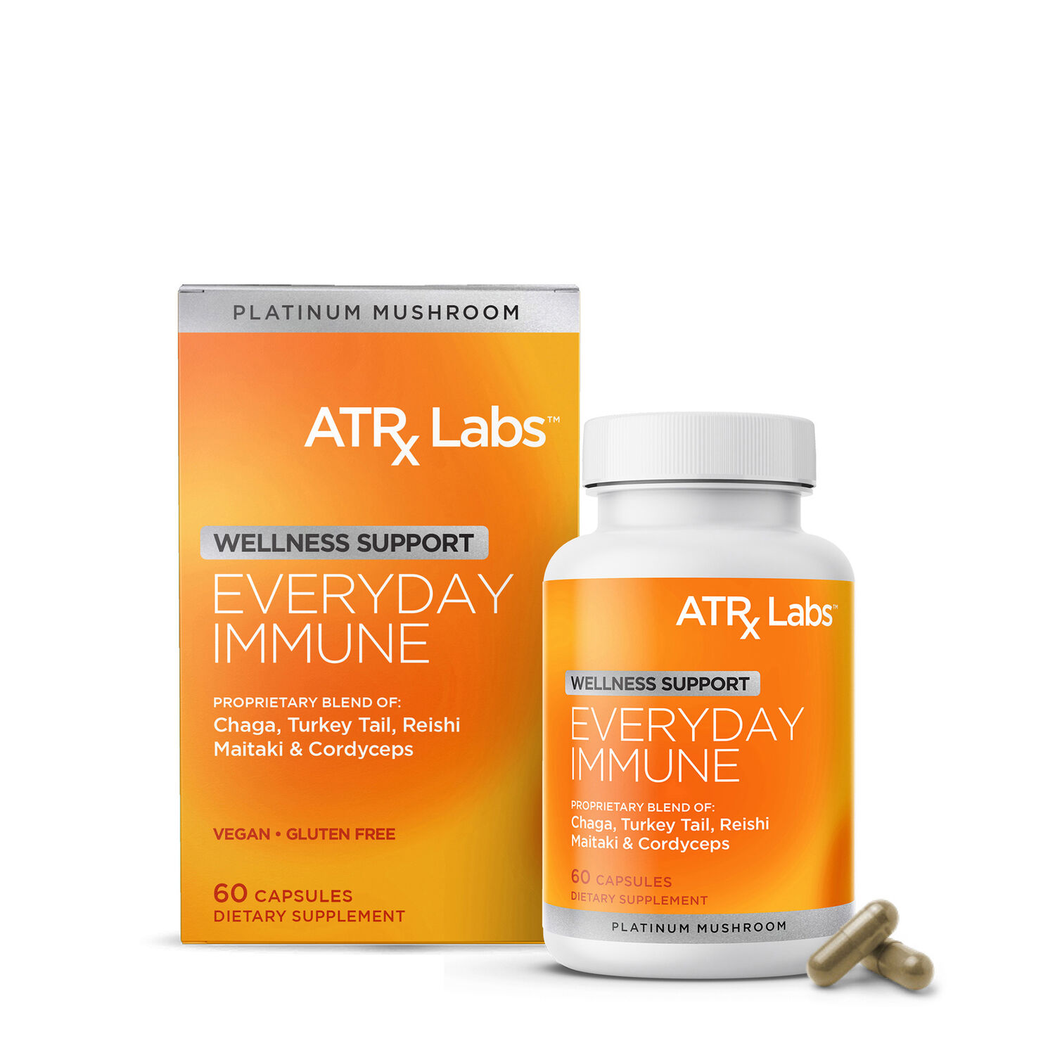 ATRx Labs Everyday Immune Platinum Mushroom Blend Vegan - 50 Capsules (30 Servings)
