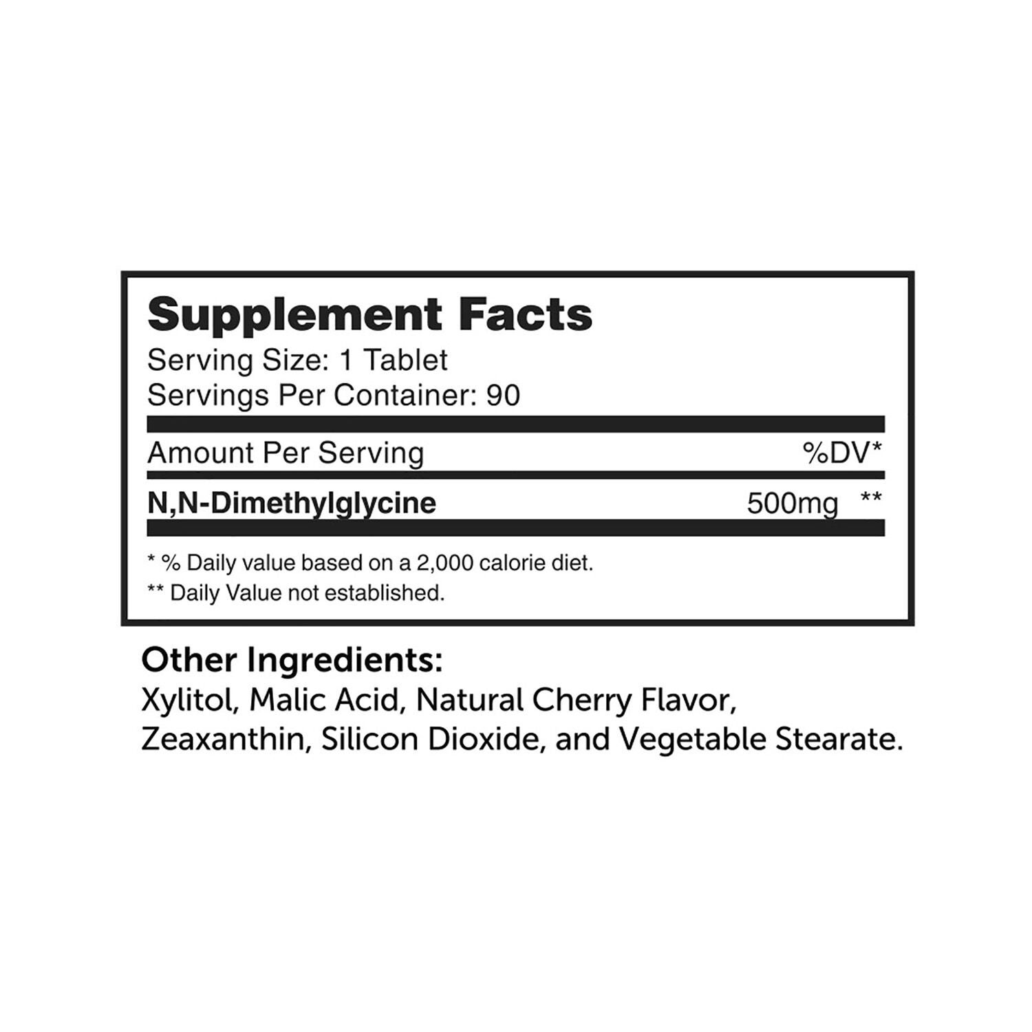 DMG Dimethylglycine 500mg - 90 Chewable Tablets (90 Servings)