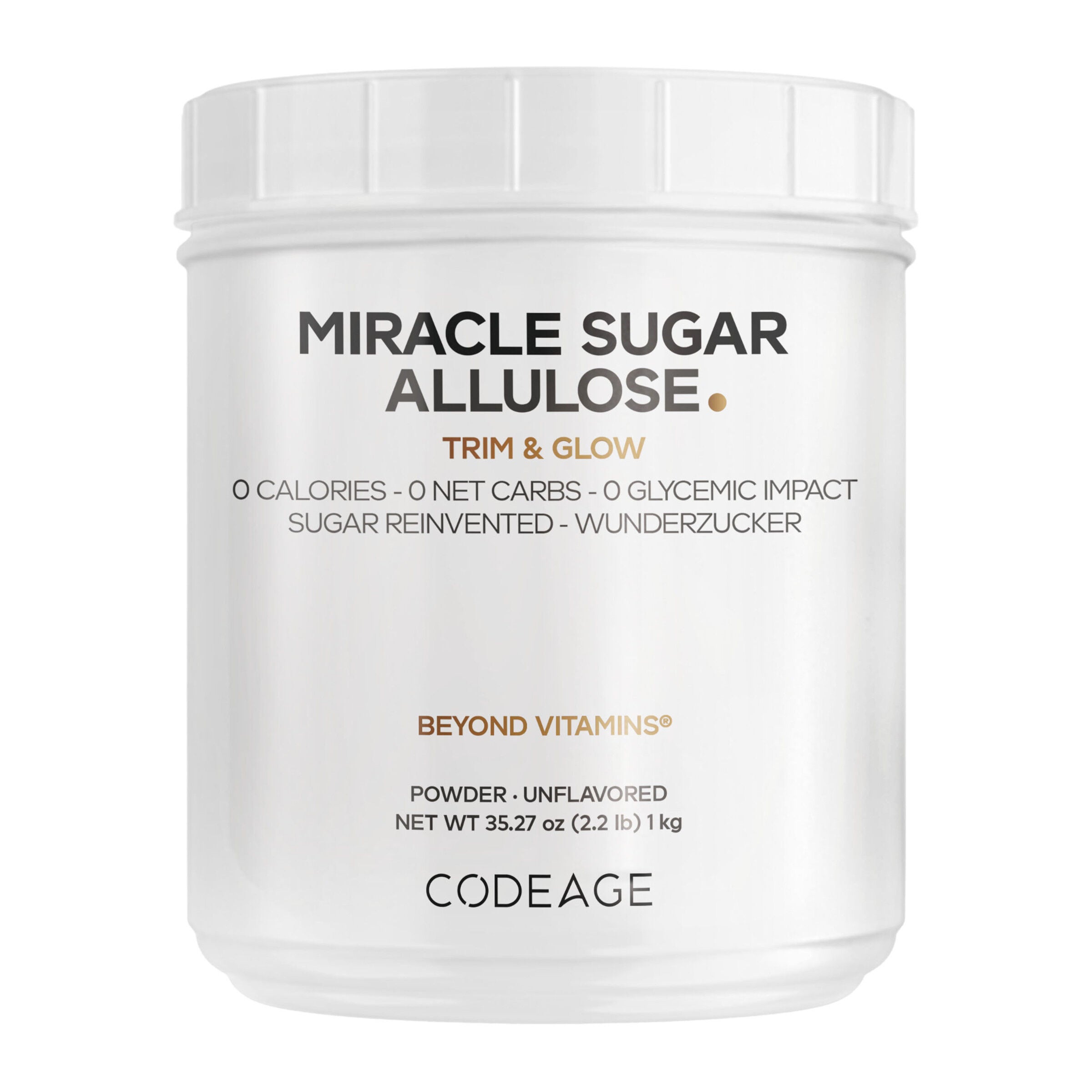 Miracle Sugar Allulose Powder - Unflavored - 35.27 oz (100 Servings)  | GNC