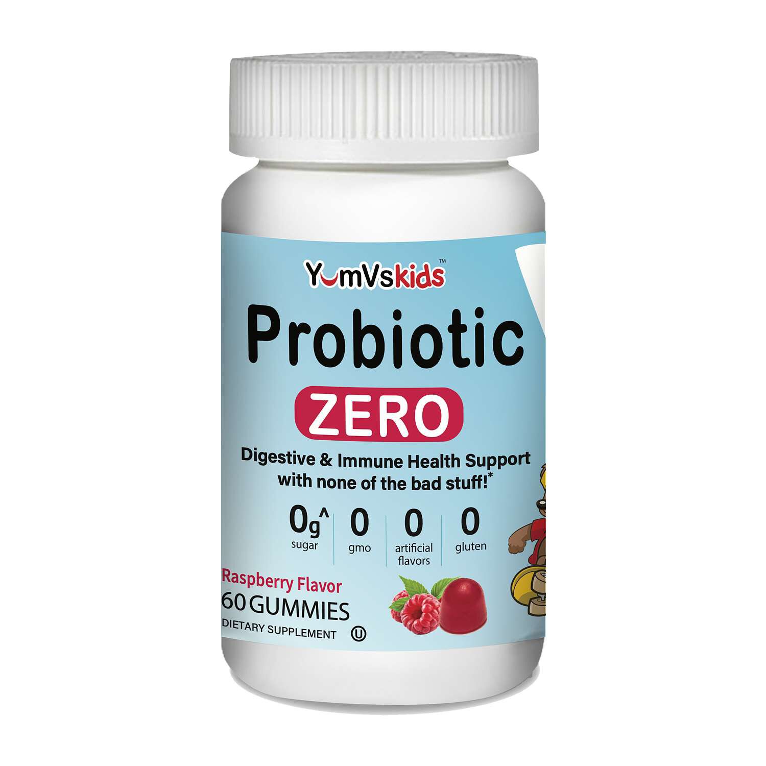 Kids Probiotic Zero Gummies - Raspberry - 60 Gummies (60 Servings)