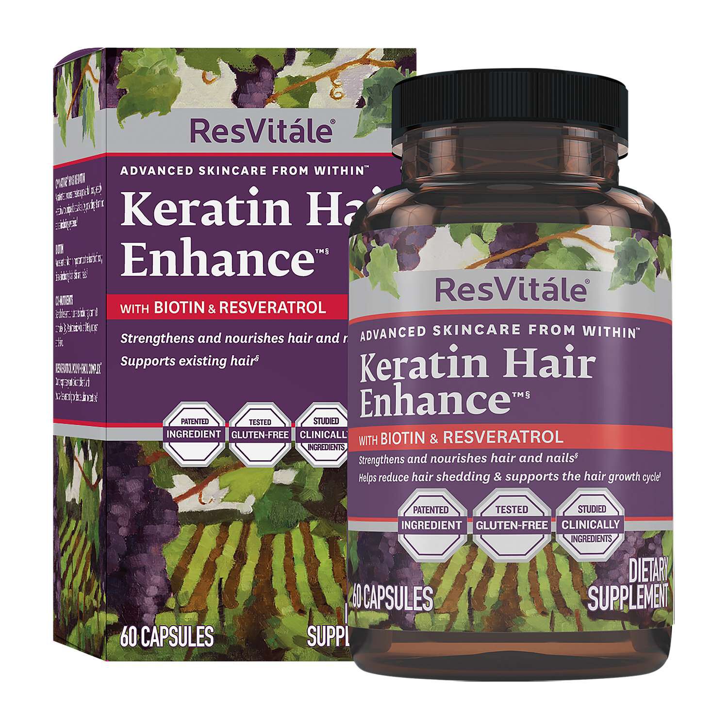 Keratin Hair Enhance&trade; with Biotin and Resveratrol - 60 Capsules (30 Servings)  | GNC