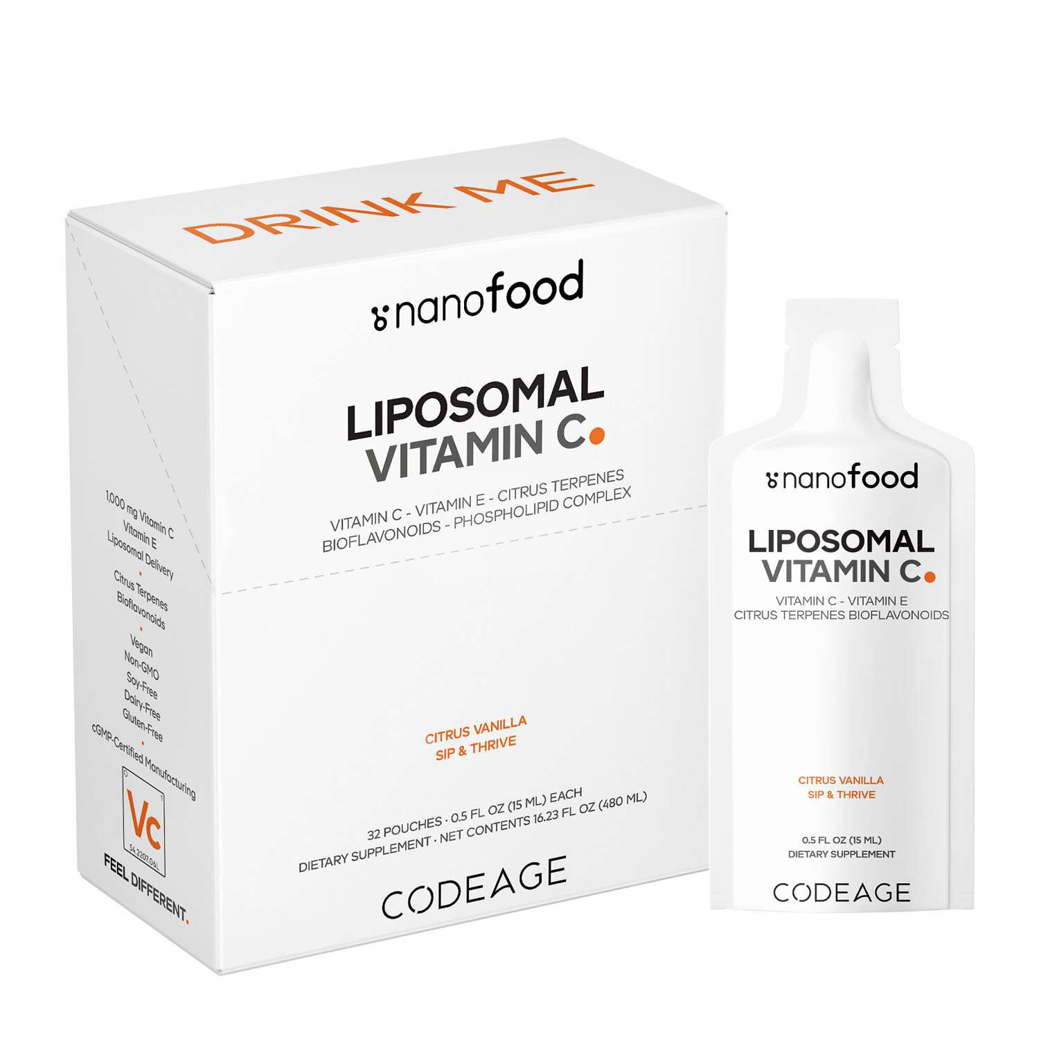 Liposomal Vitamin C Sachet - Citrus Vanilla - 32 Pouches (32 Servings) | GNC