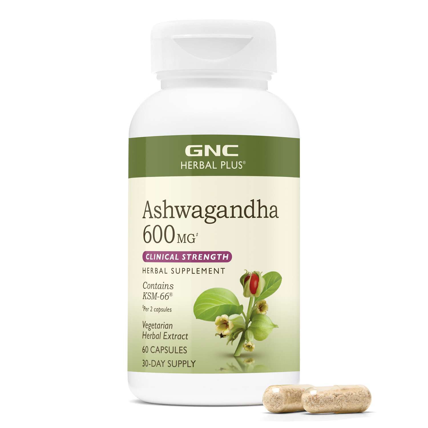 Ashwagandha 600mg - 60 Capsules (30 Servings)  | GNC
