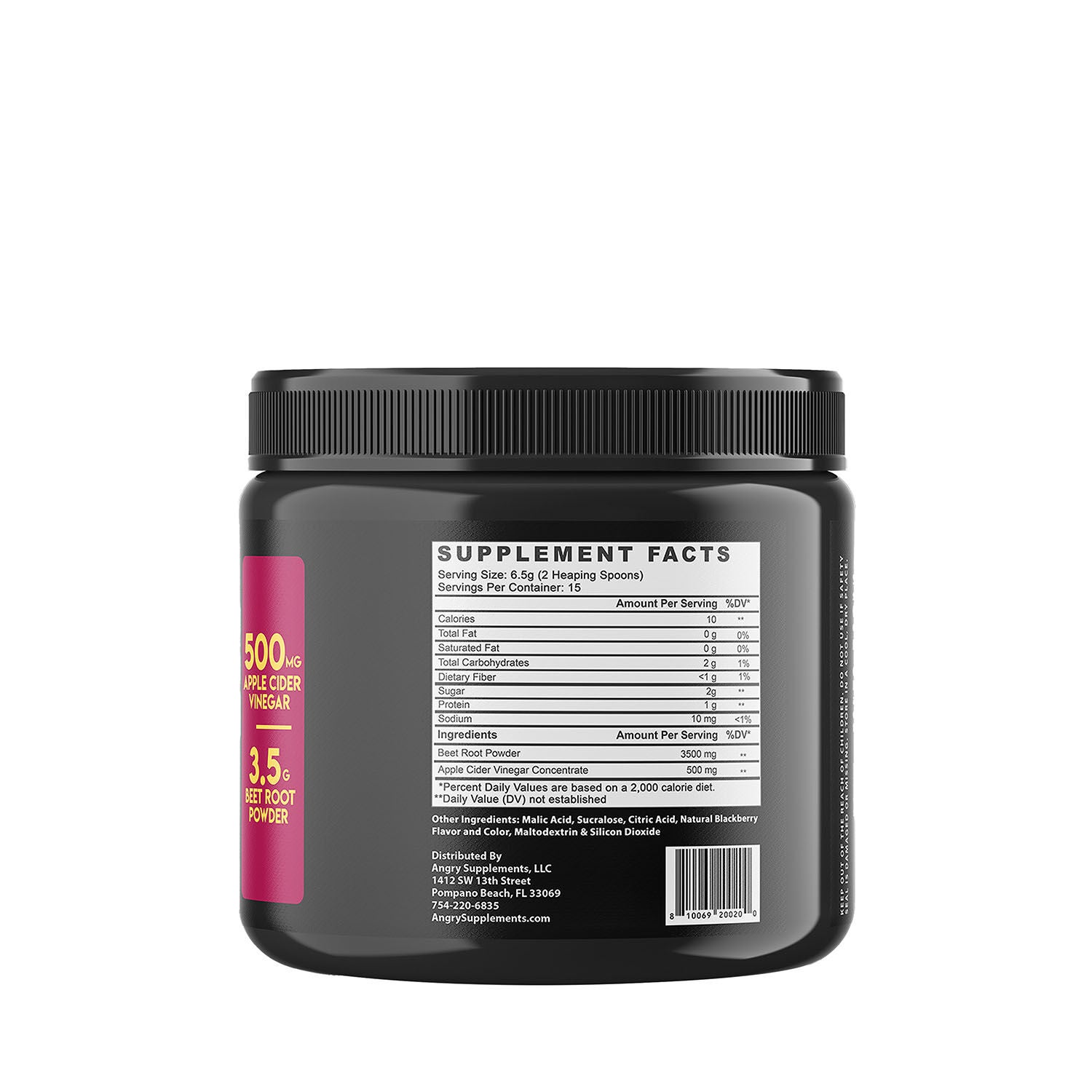 Angry Supplements Apple Cider Vinegar Plus Beet Root Supplement Facts
