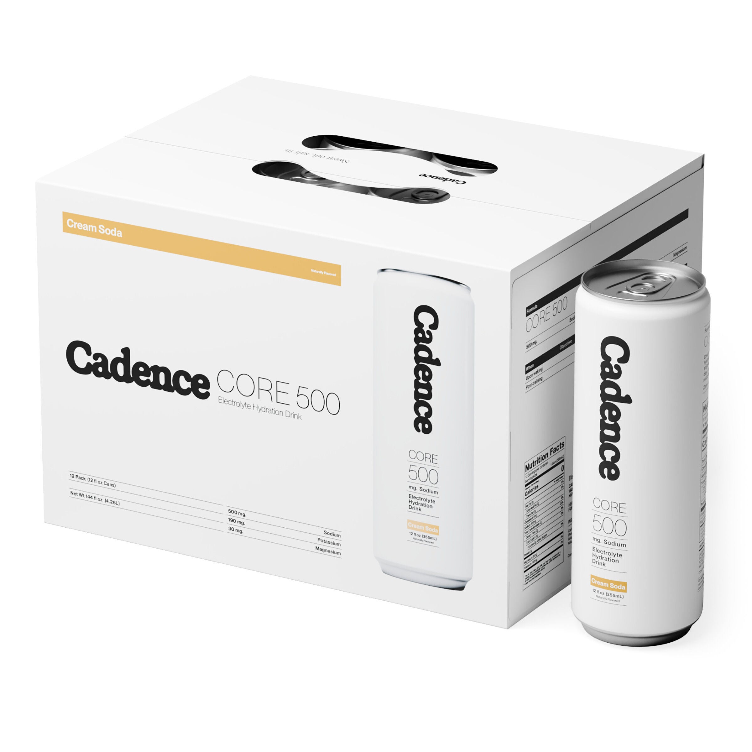 Cadence Core Electrolyte Hydration Drink - Cream Soda 12 Fl Oz (12 Cans) Zero Sugar