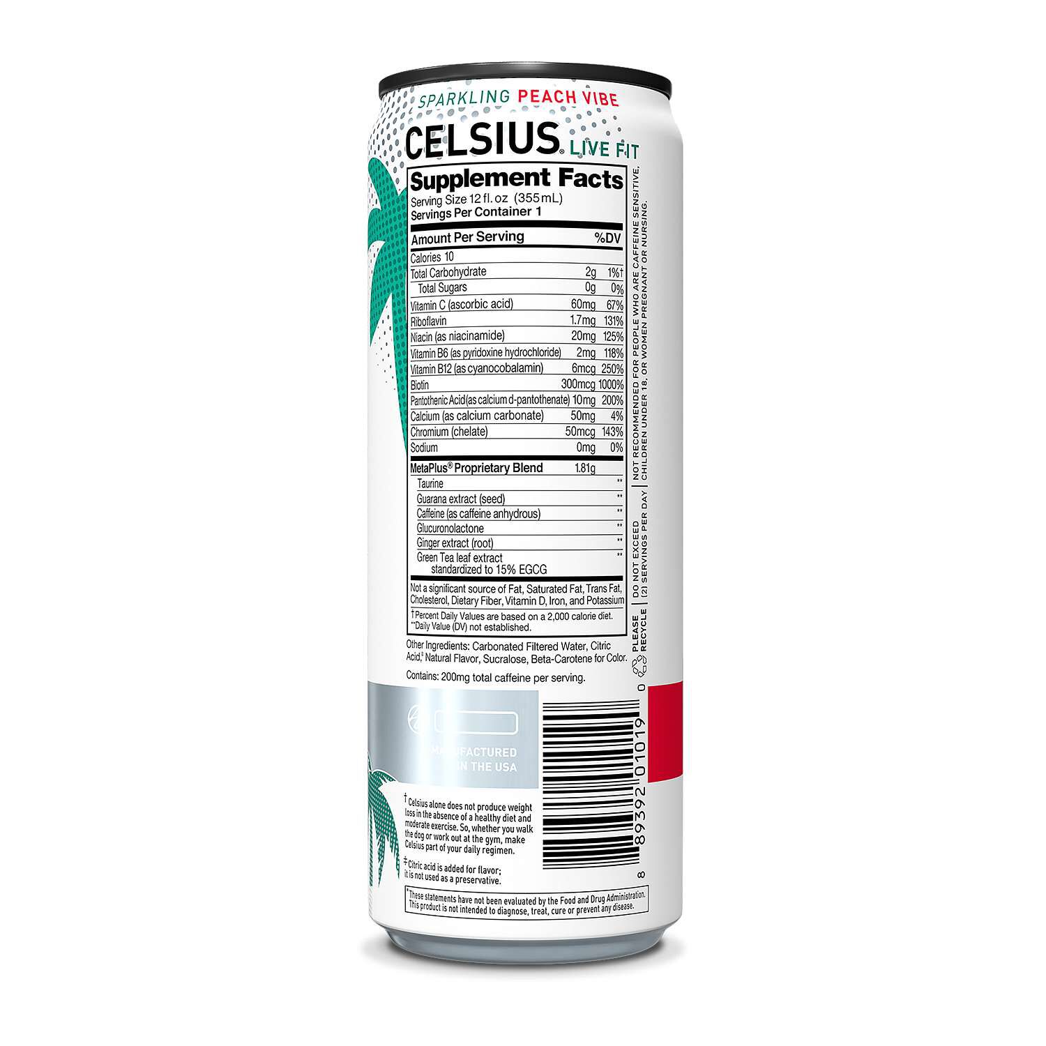 Sparkling Energy Drink - Peach Vibe - 12oz. (12 Cans) Peach Vibe | GNC