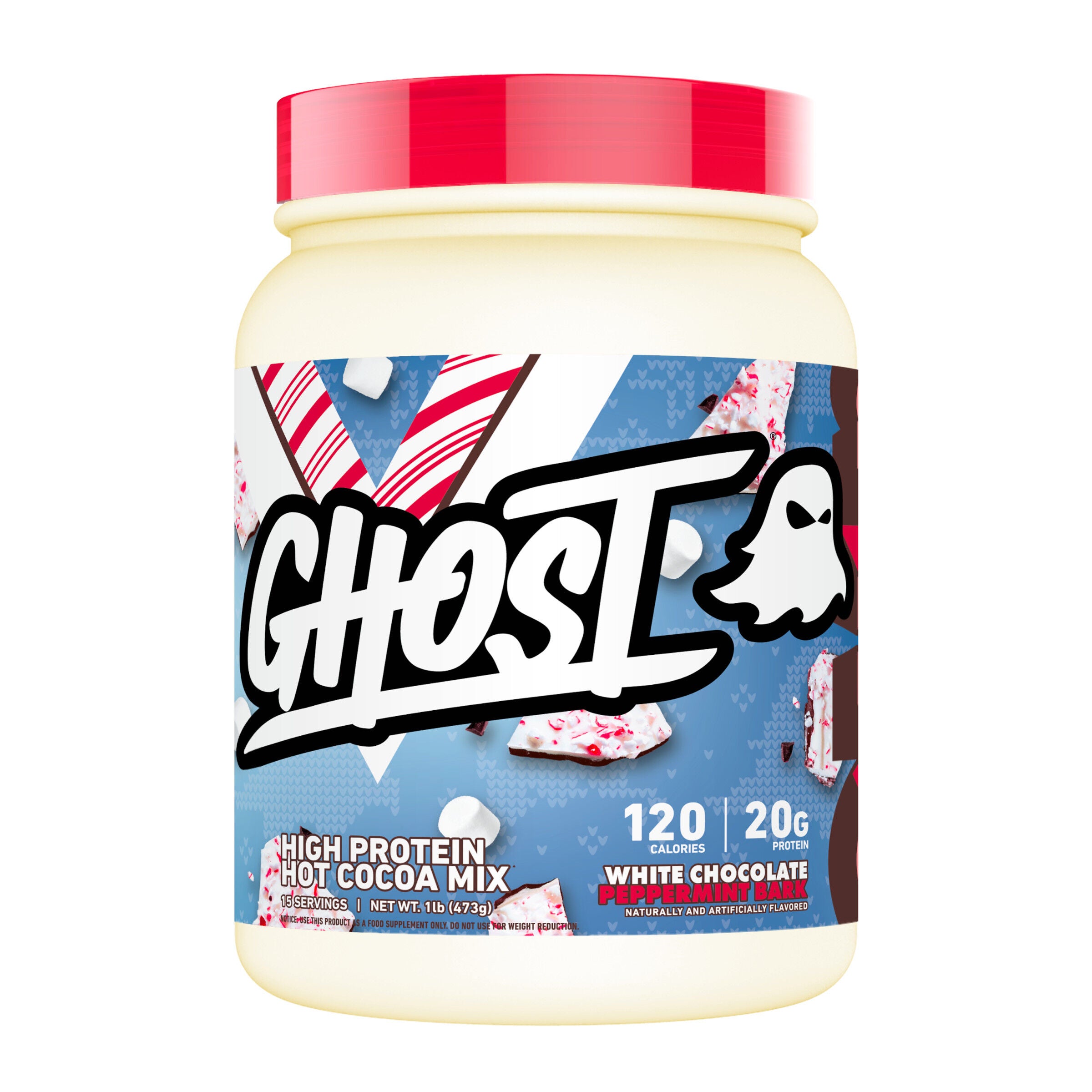 High Protein Hot Cocoa Mix - White Chocolate Peppermint Bark (15 Servings)  | GNC