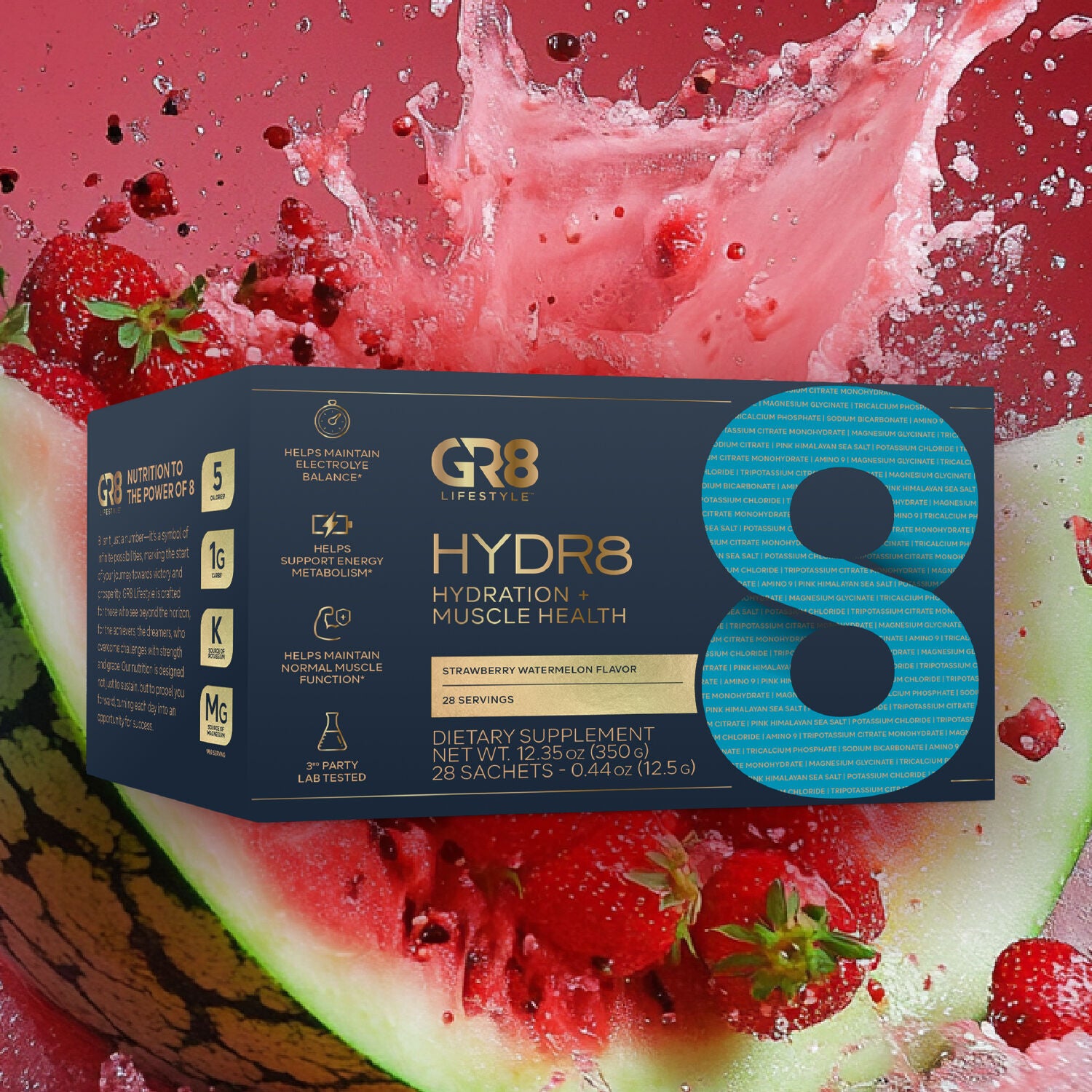 Hydr8 Hydration + Muscle Health - Strawberry Watermelon (28 Servings)  | GNC